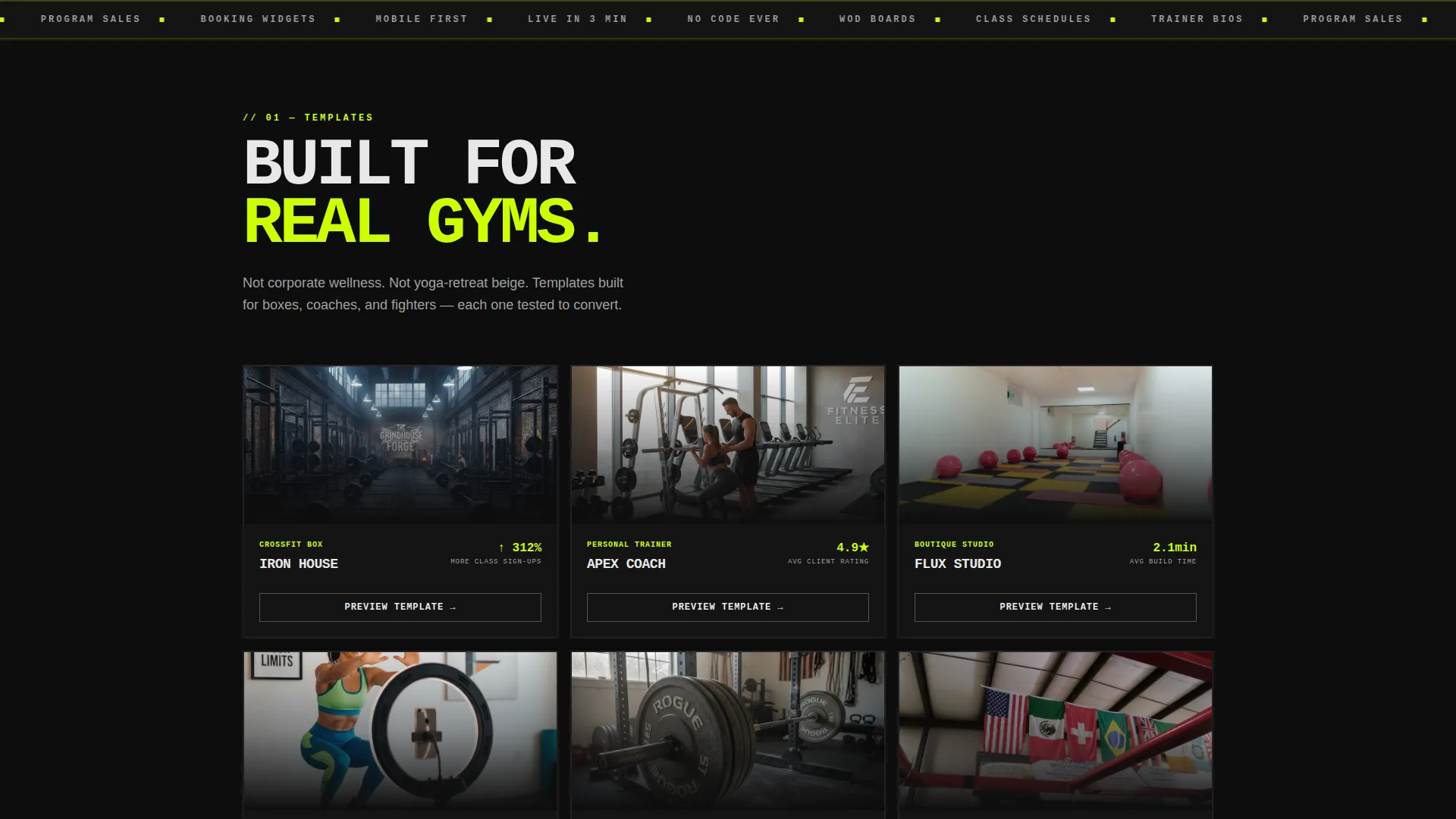 Fitness Website Builder Landing Page Template