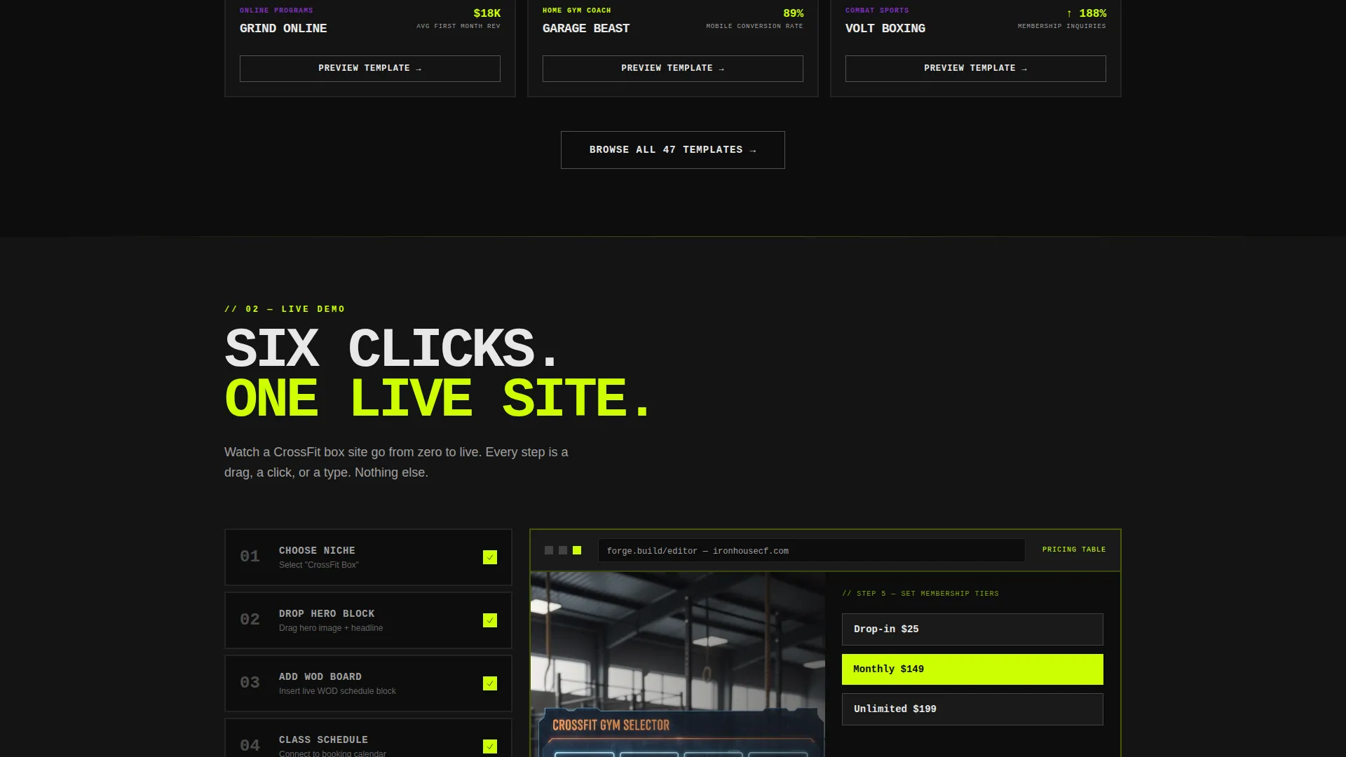 Fitness Website Builder Landing Page Template