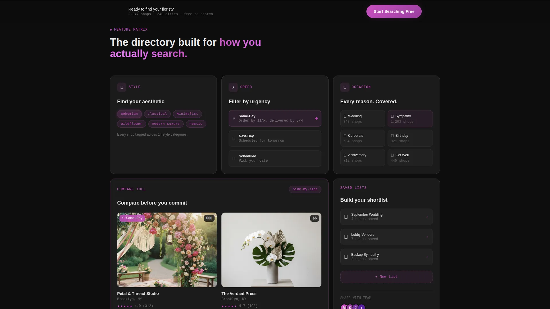 Directory Landing Page Template | Tech Glass Bento Grid