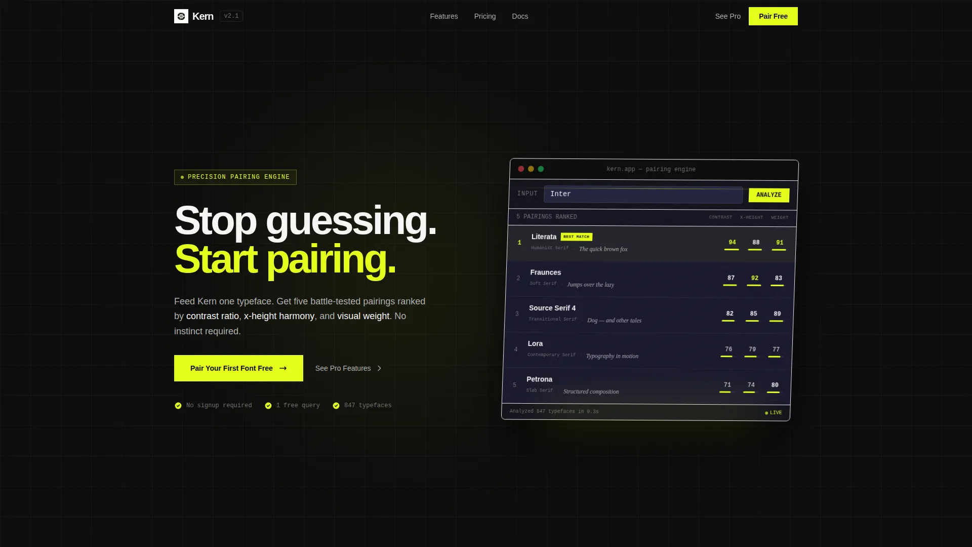 Bold Brutalist Font Pairing Tool Landing Page Template