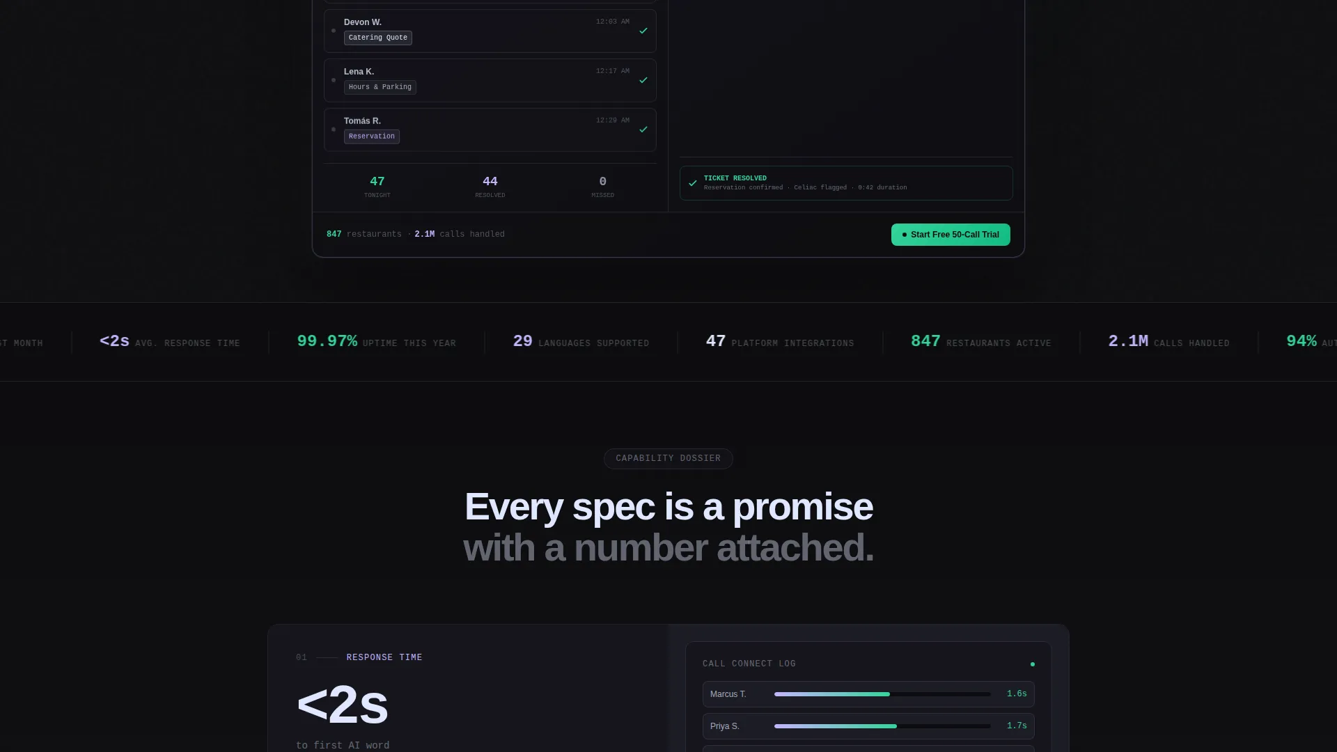 AI Restaurant Phone Agent Landing Page Template