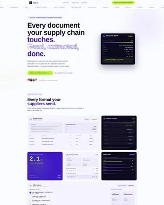 Food & Beverage AI Document Processing Landing Page