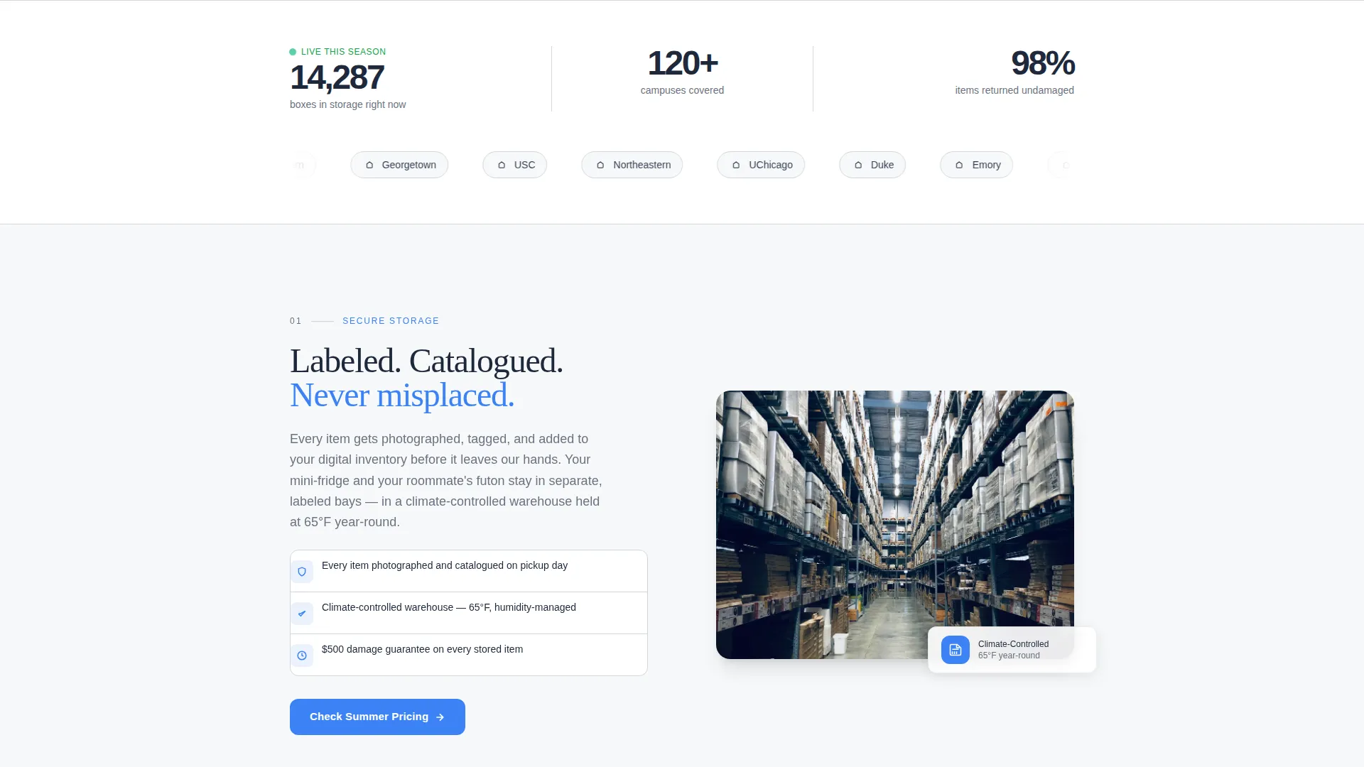 Student Storage Landing Page Template