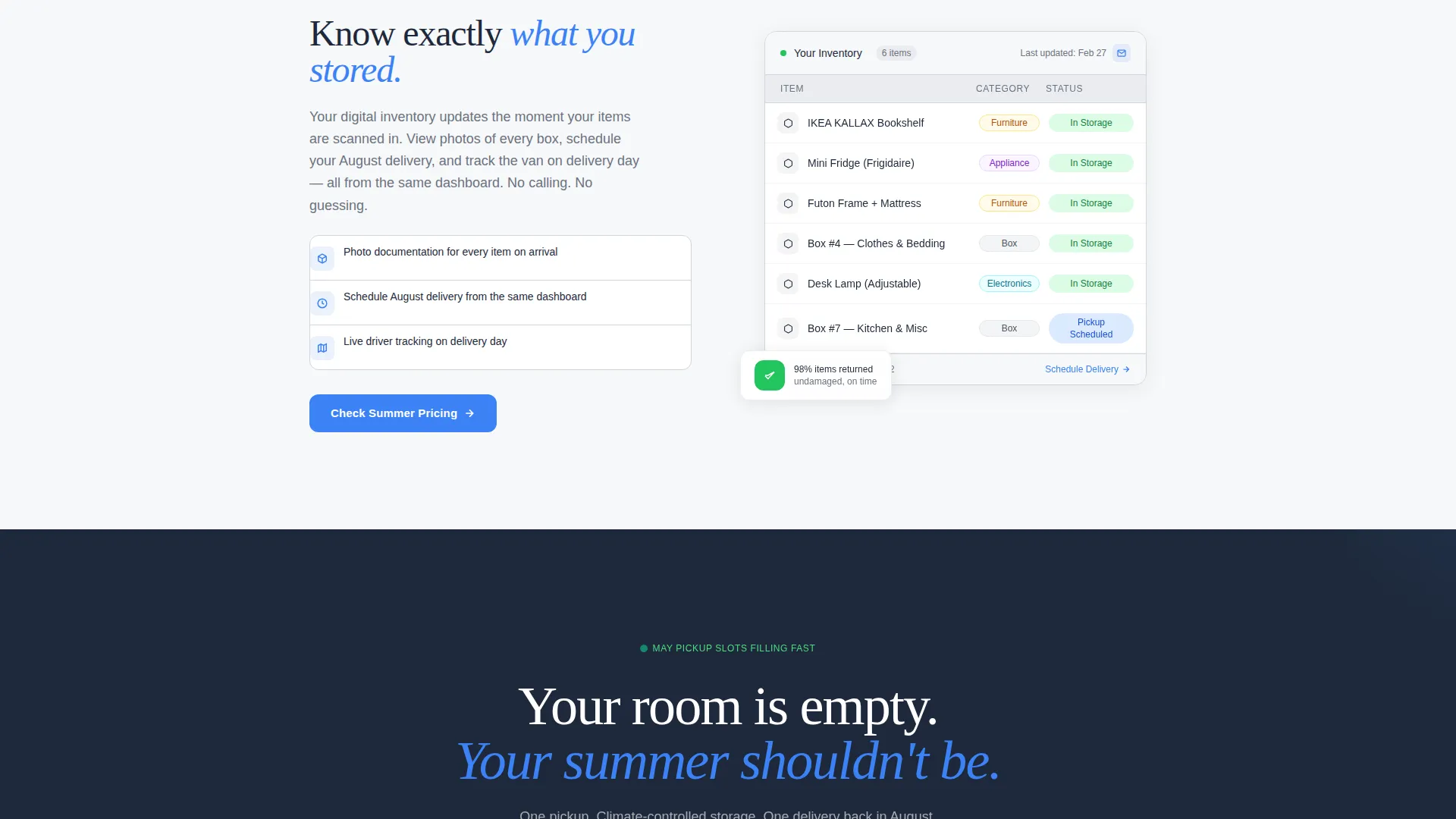 Student Storage Landing Page Template