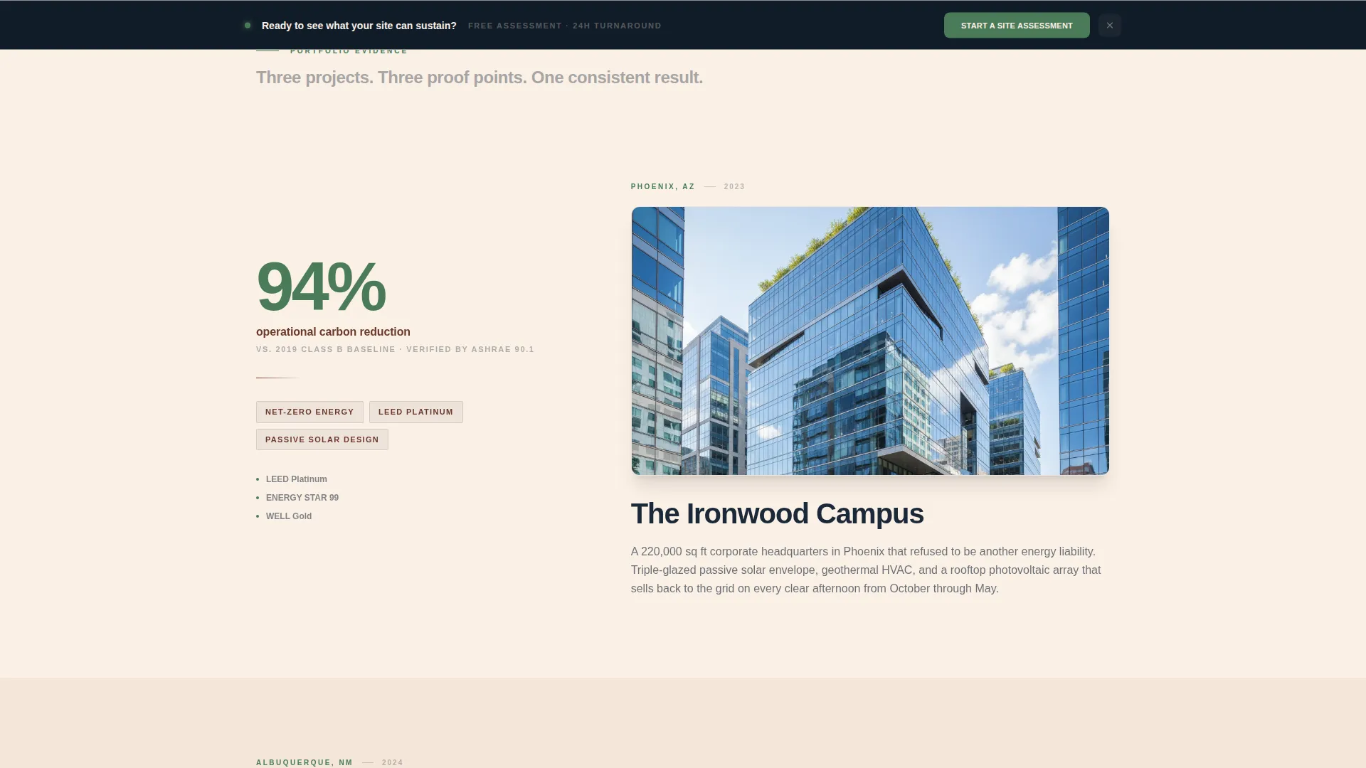 Net-Zero Real Estate Developer Landing Page Template