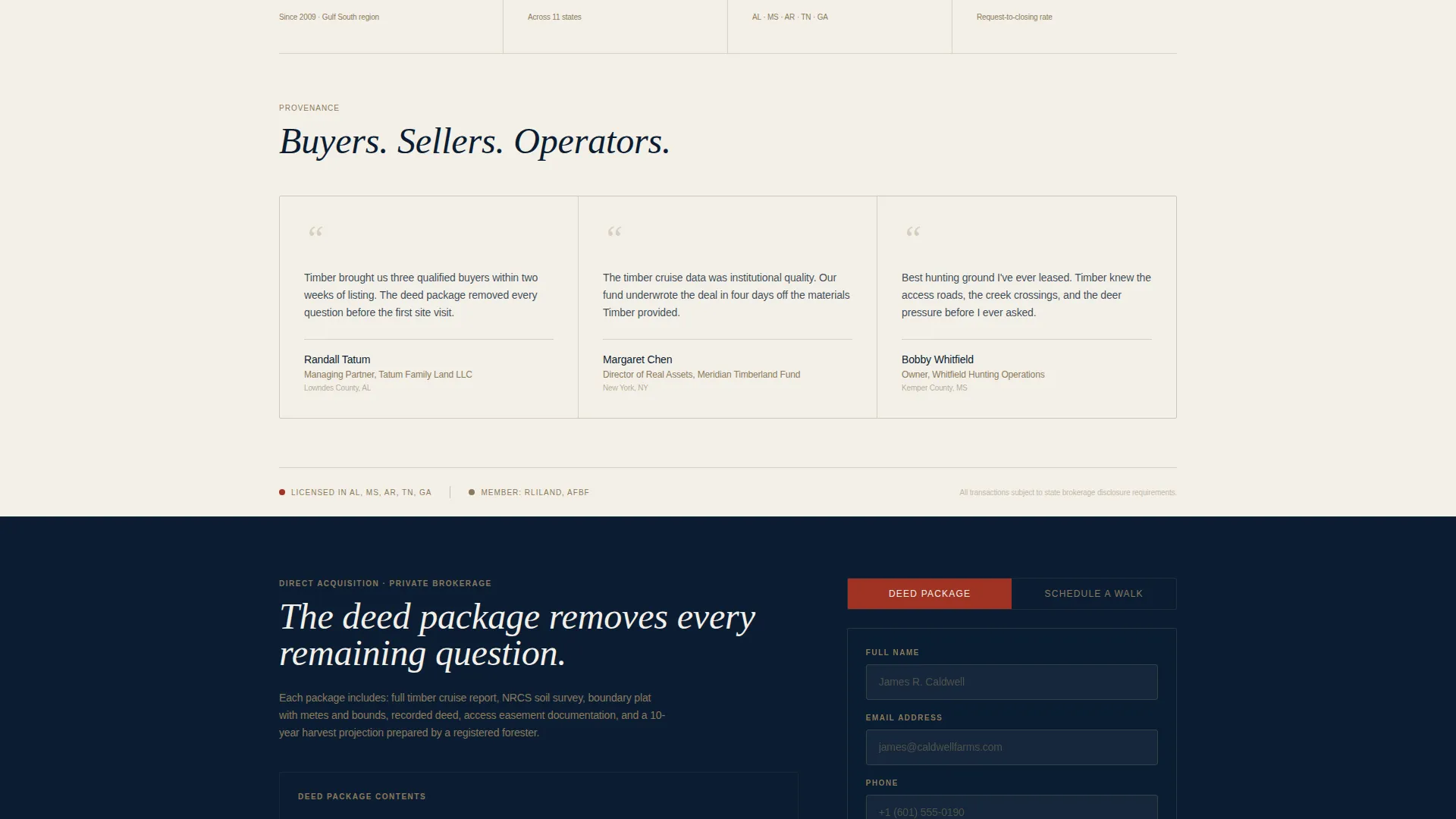 Timberland Brokerage Landing Page Template