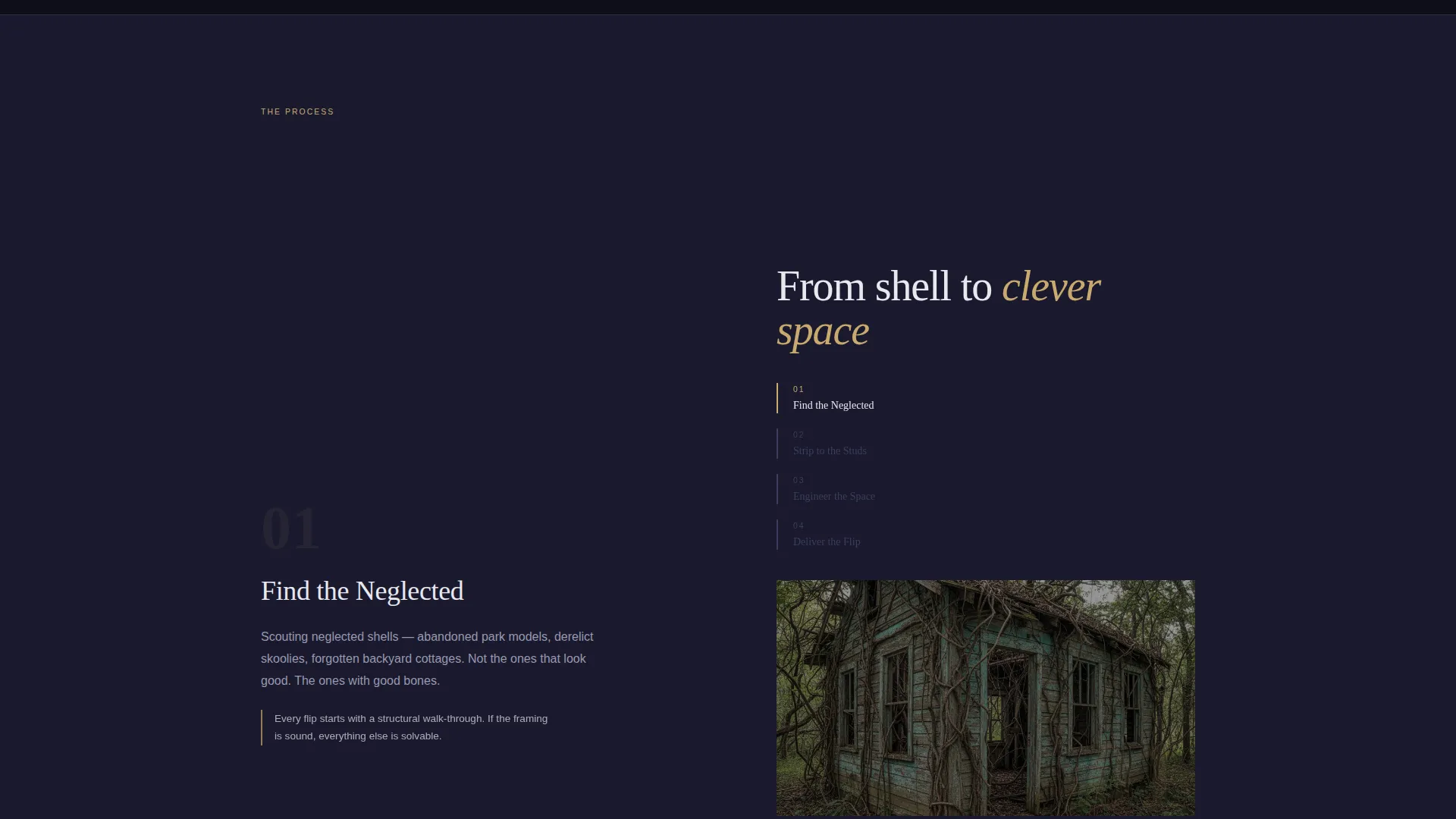 Tiny Home Flipper Immersive Landing Page Template