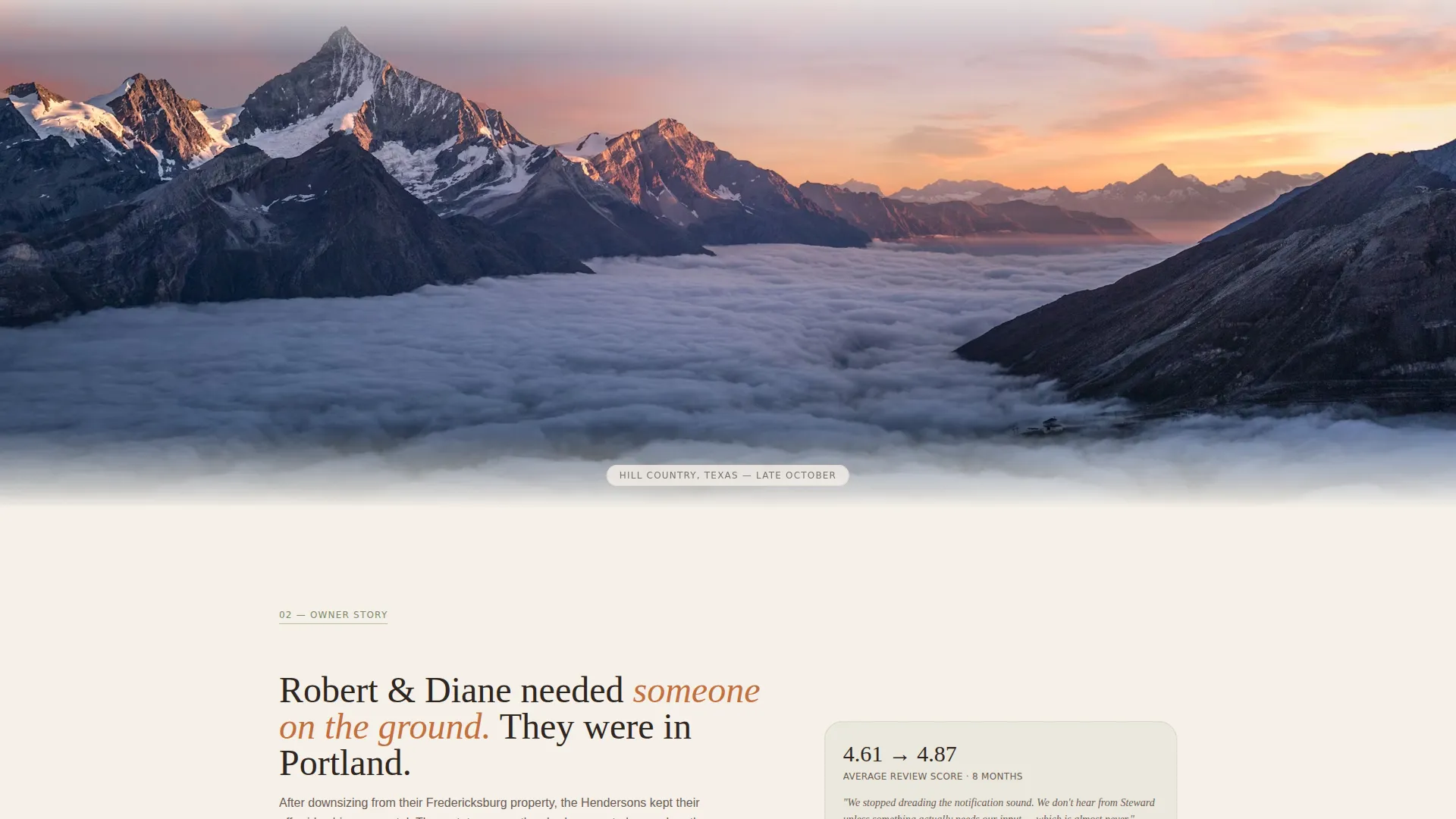 Pastoral Tiny Home Property Management Landing Page