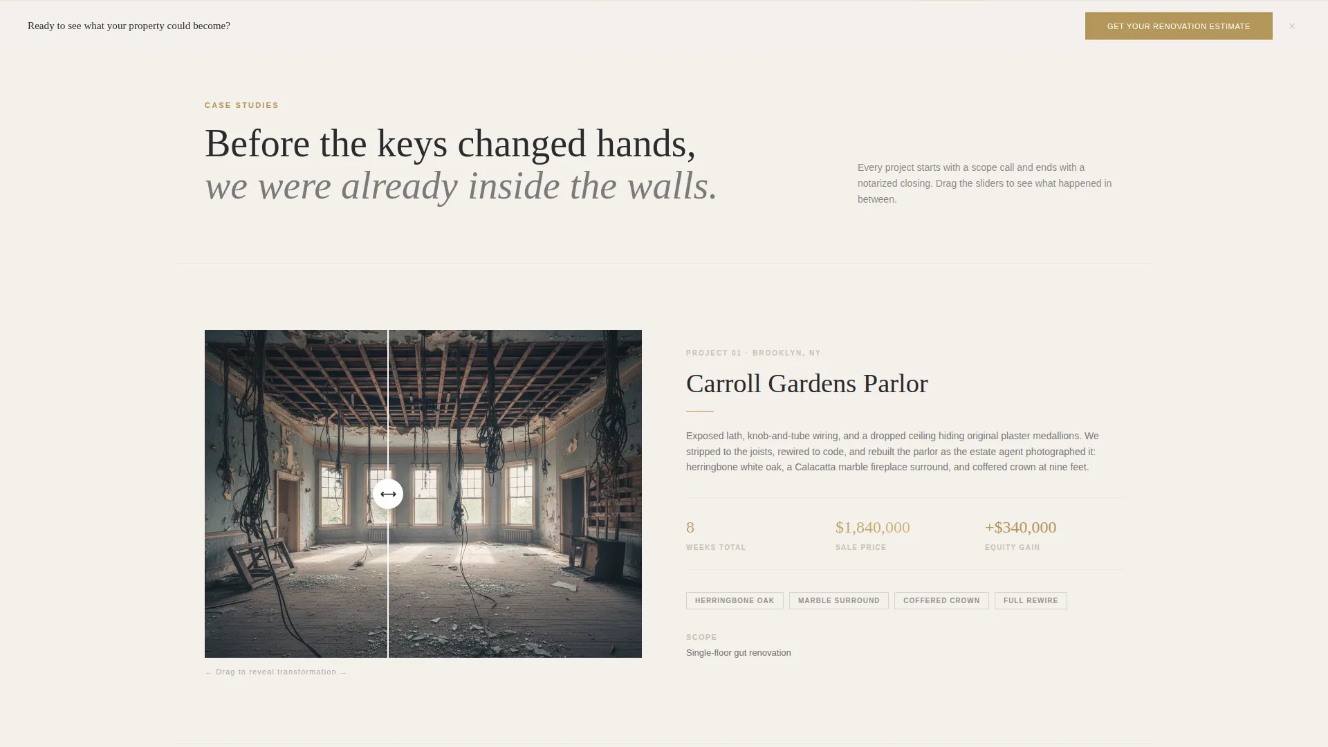 Townhouse Renovation Gallery Landing Page Template