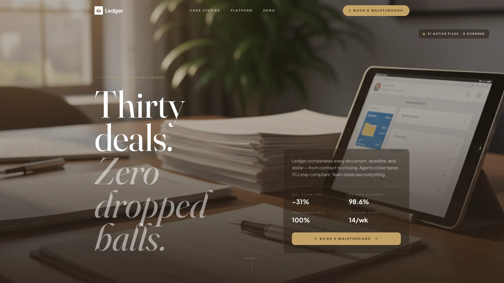 Real Estate Transaction Management Landing Page