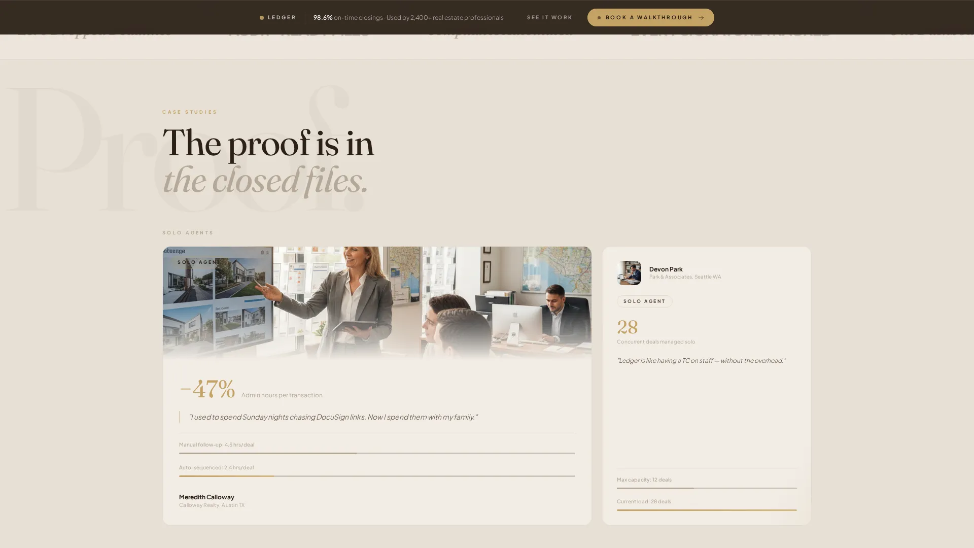 Real Estate Transaction Management Landing Page