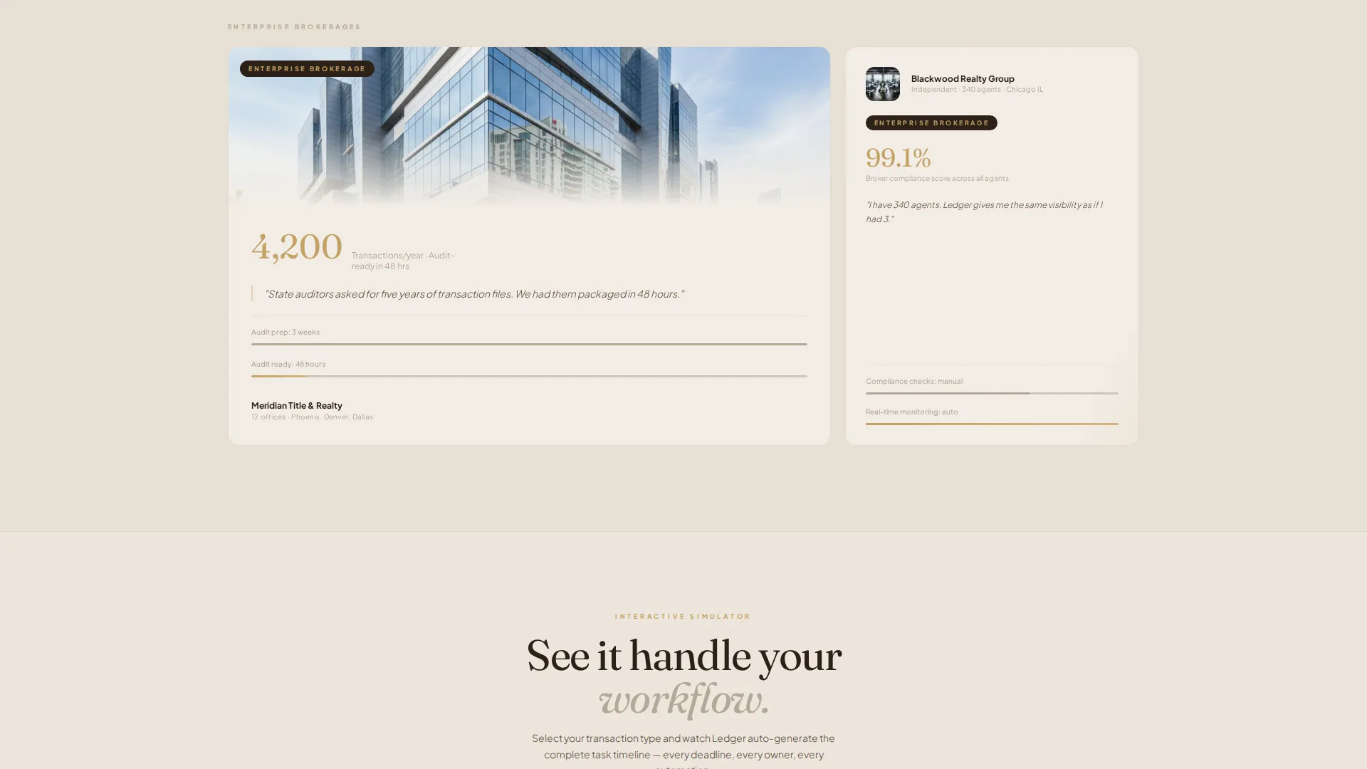 Real Estate Transaction Management Landing Page