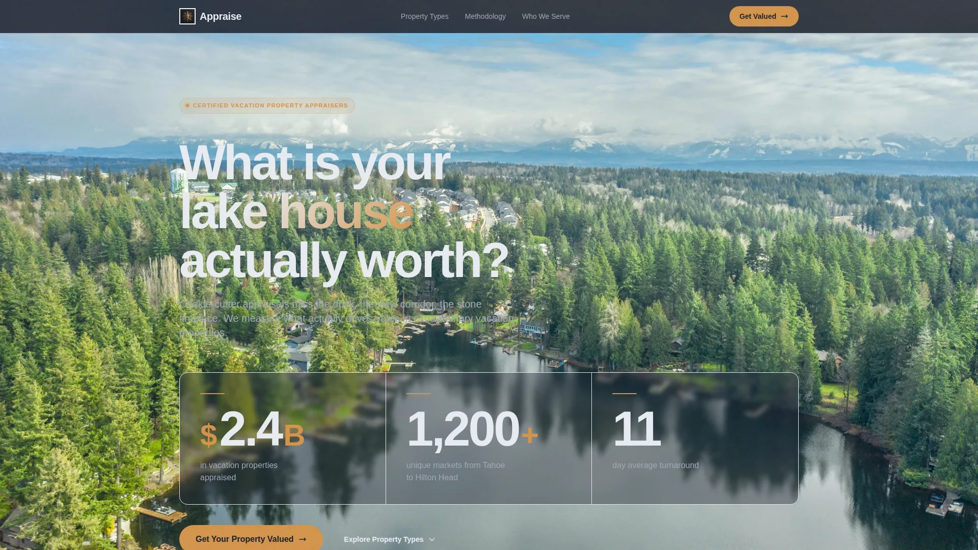 Vacation Home Appraisal Landing Page Template