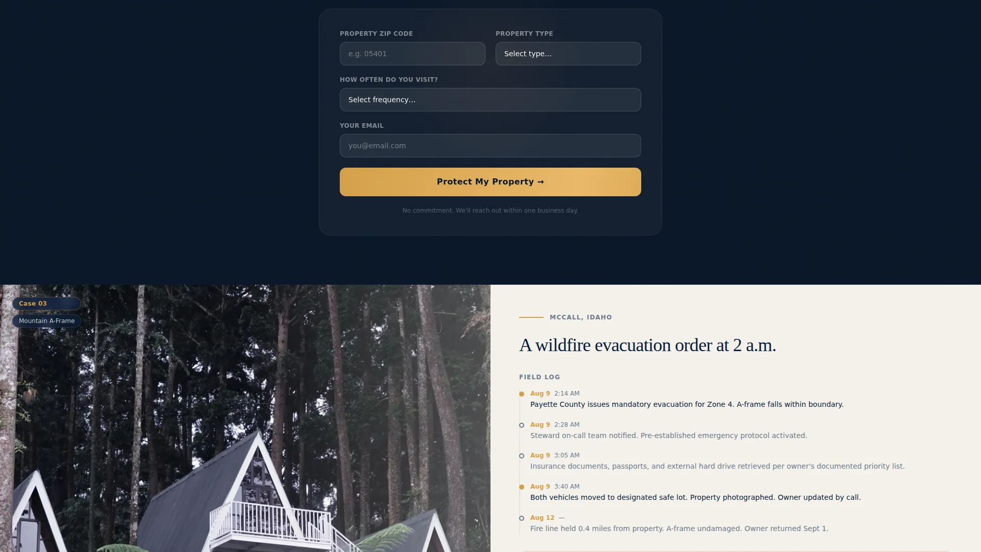 Vacation Home Property Management Landing Page