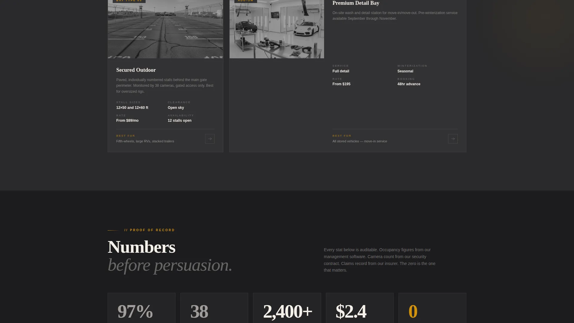 Premium Vehicle & Boat Storage Landing Page Template