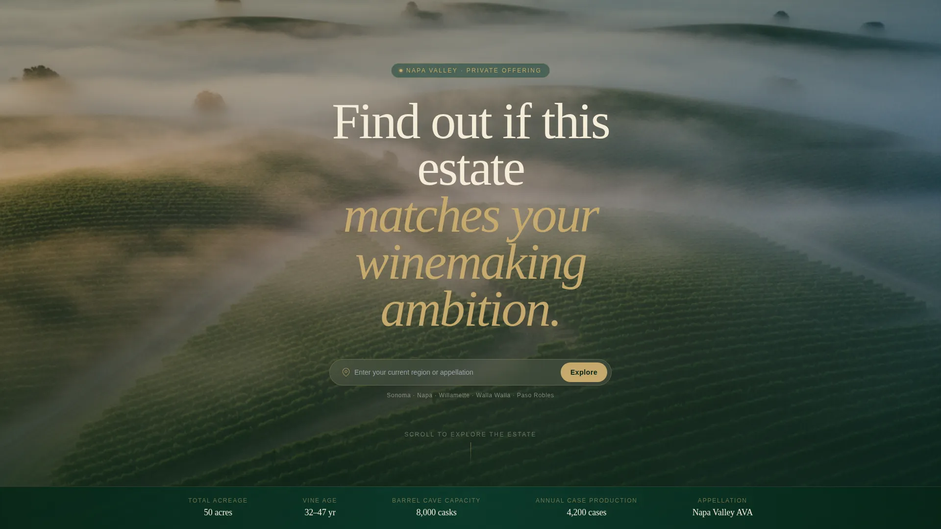Prestigious Vineyard Estate Landing Page Template