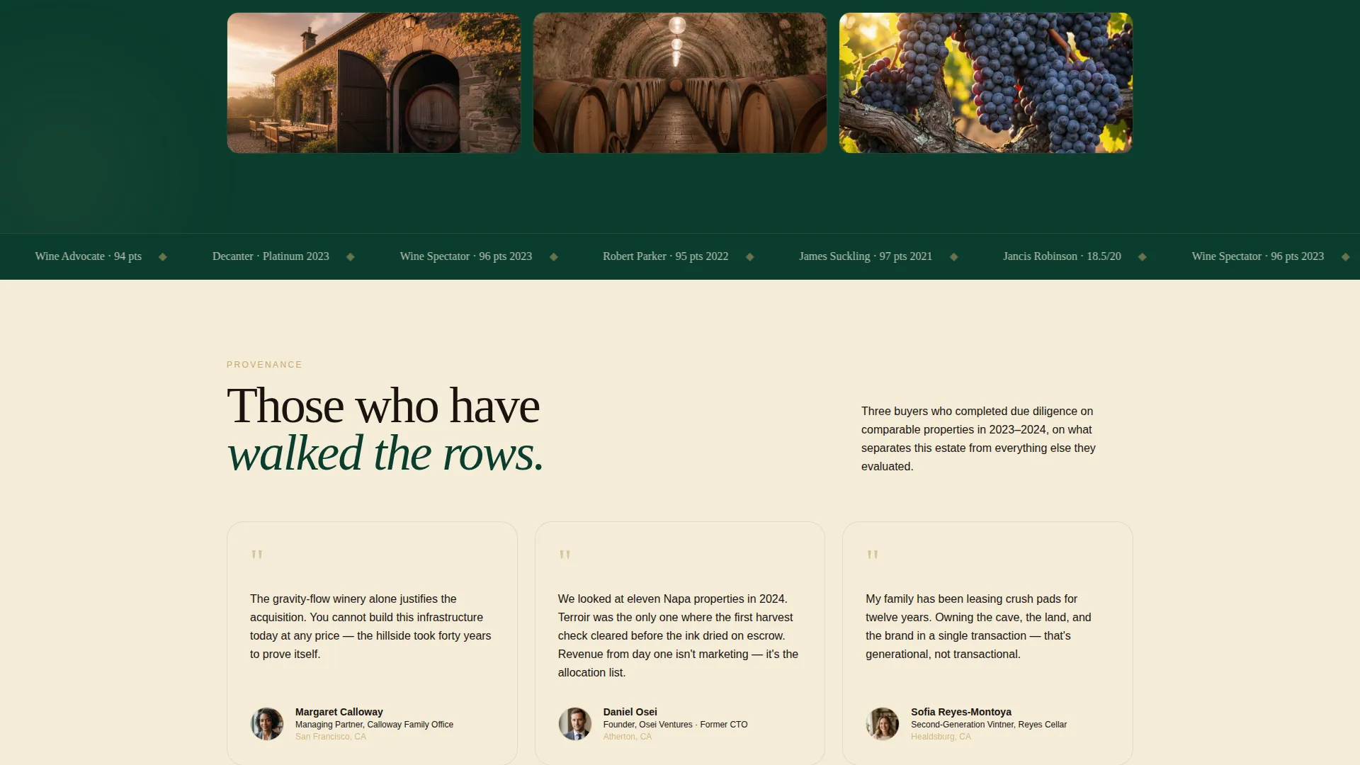 Prestigious Vineyard Estate Landing Page Template