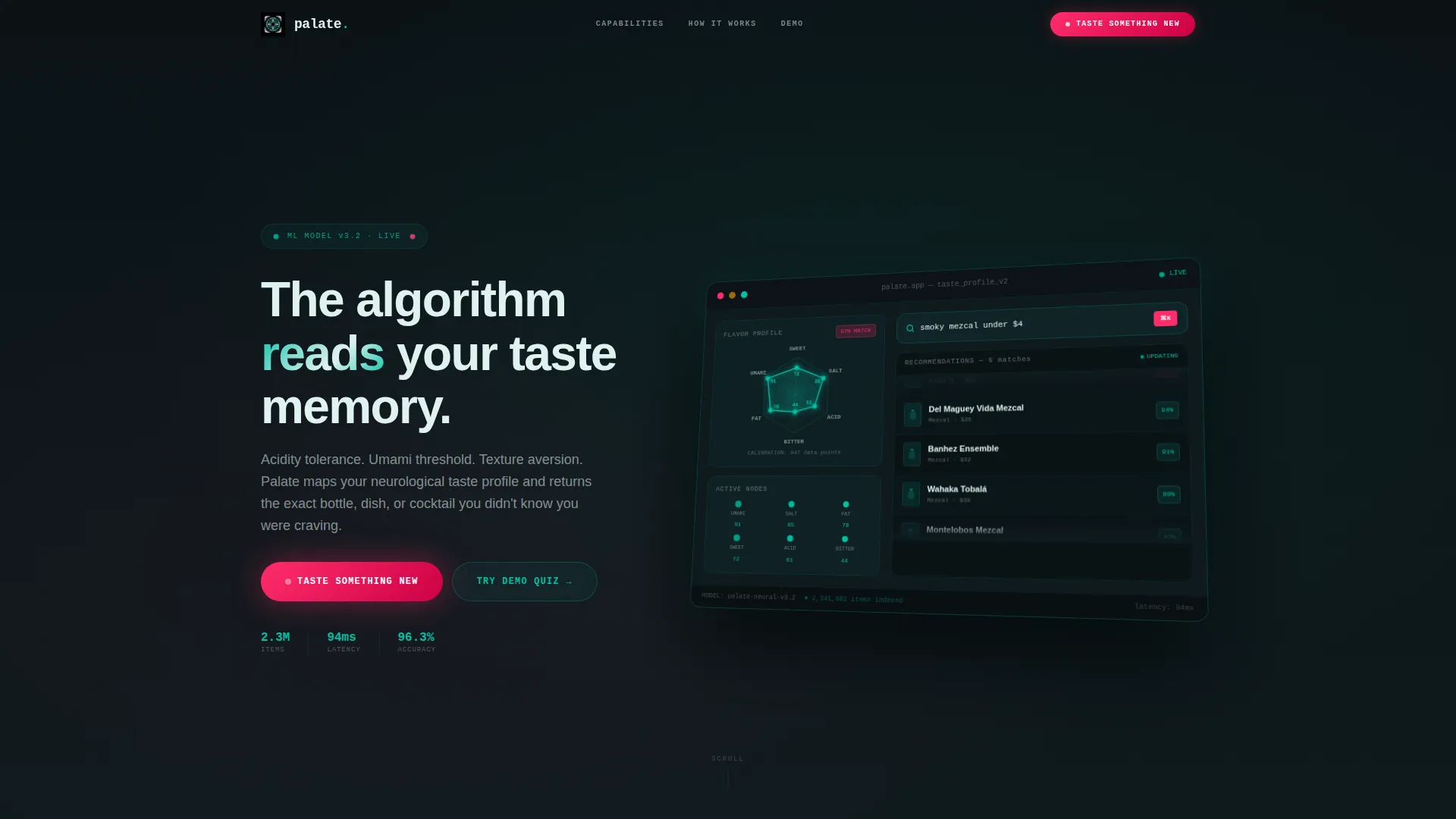 AI Food & Beverage Recommendation Landing Page