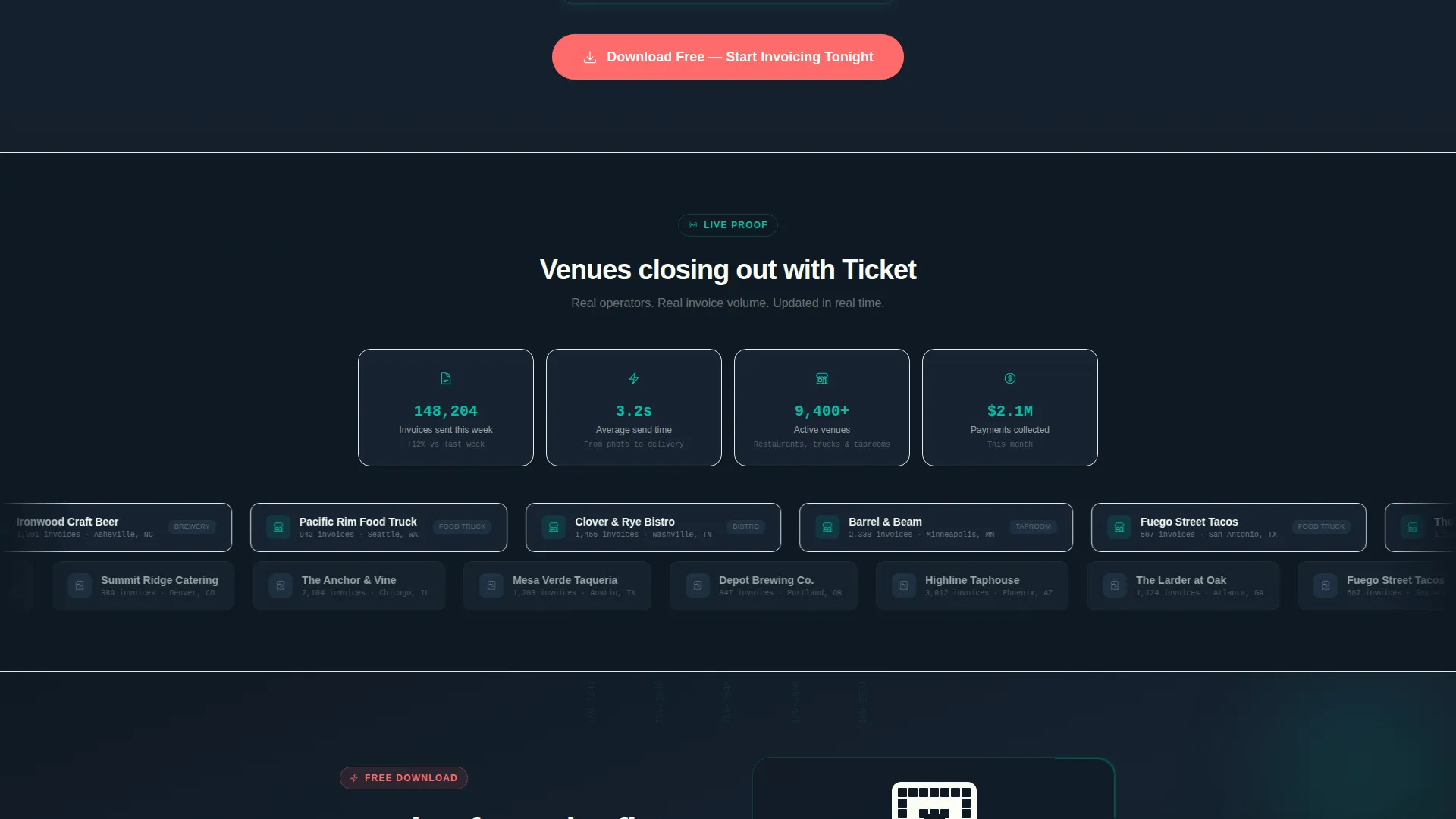 Food & Beverage Invoicing App Landing Page Template