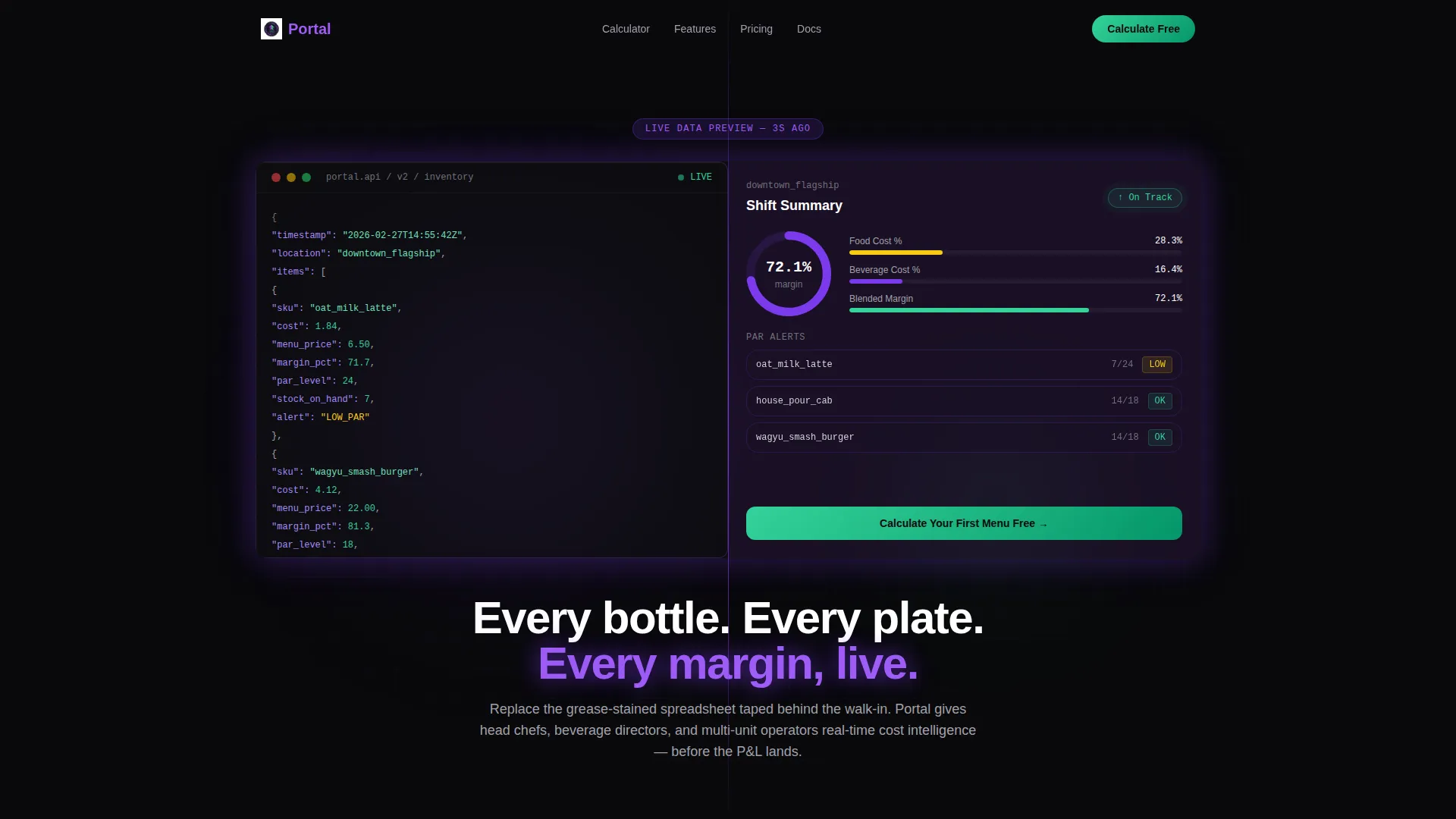 Food & Beverage Client Portal Landing Page Template