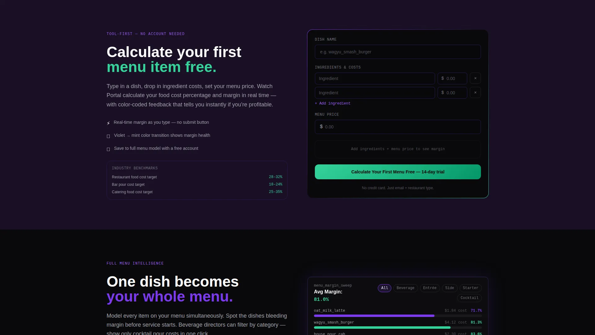 Food & Beverage Client Portal Landing Page Template