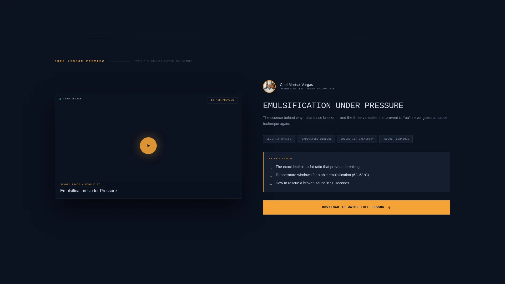 Food & Beverage Course Landing Page Template
