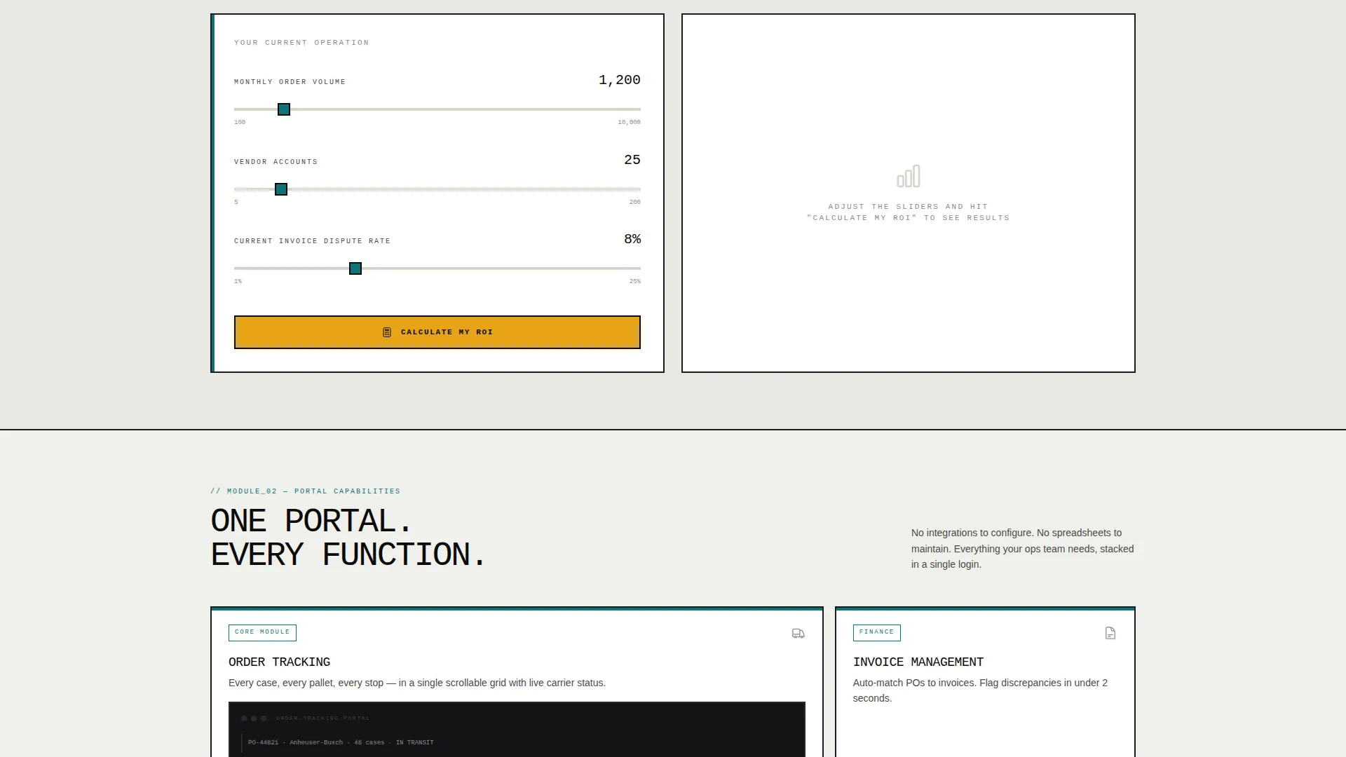 Food & Beverage Customer Portal Landing Page