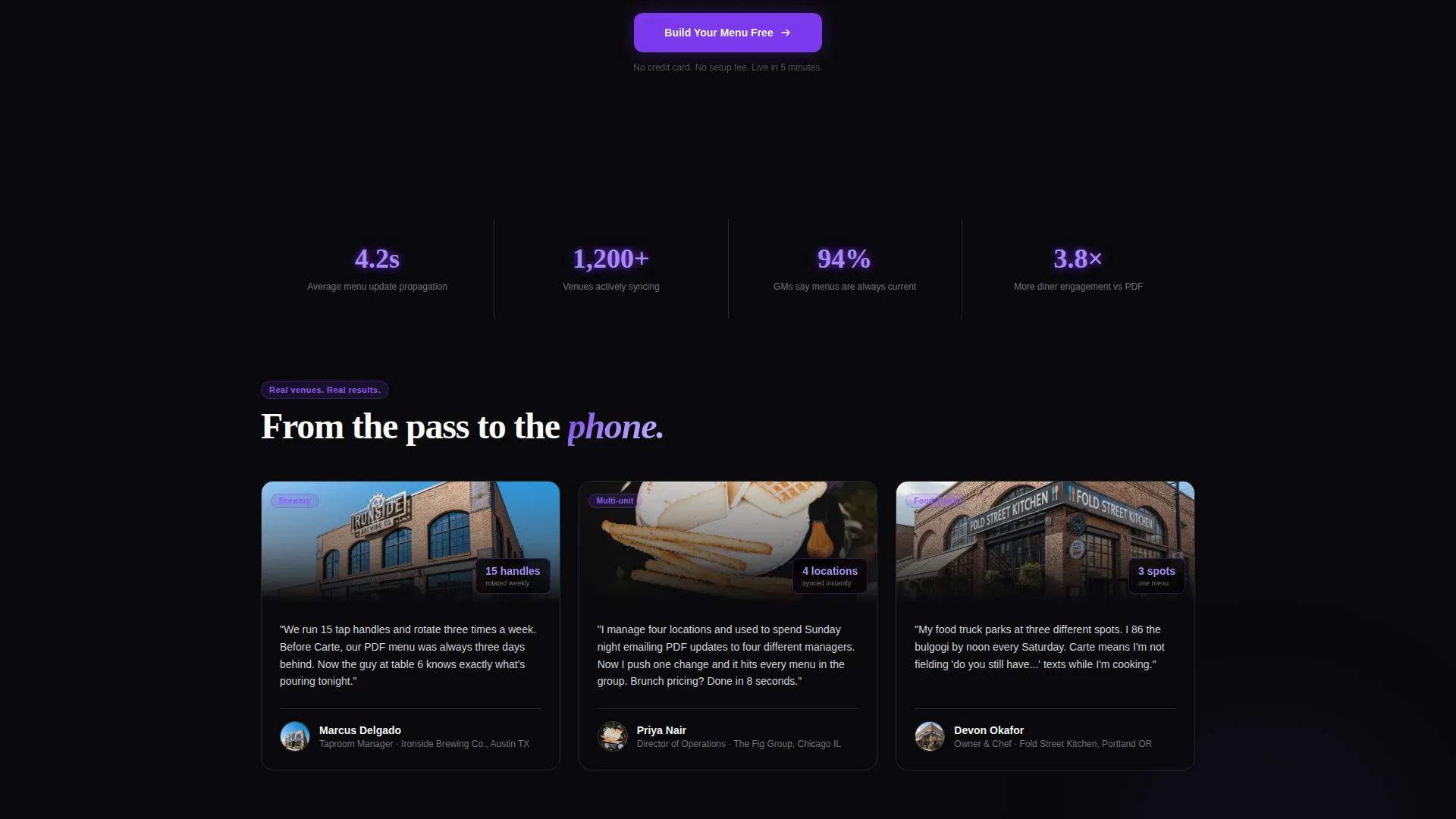 Digital Menu Platform Landing Page Template