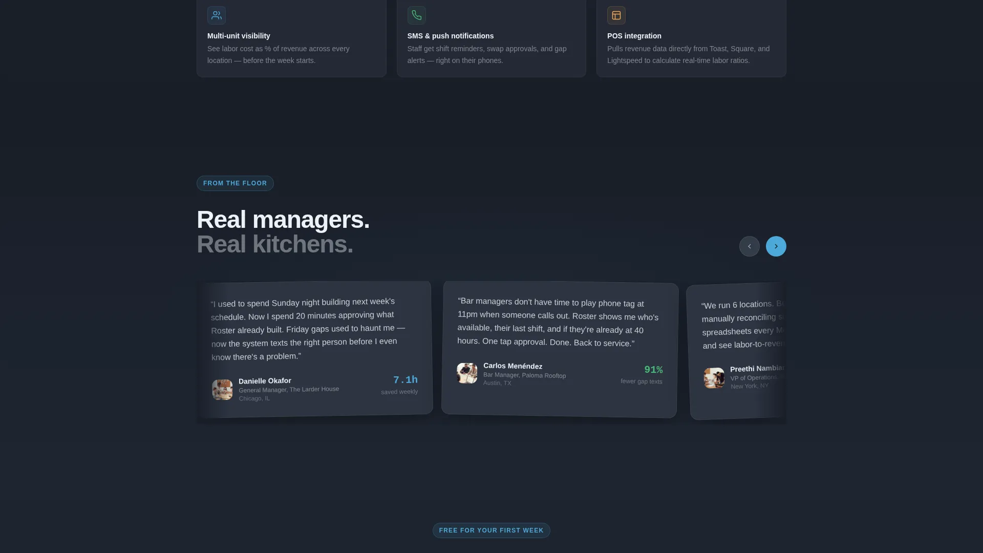 Food & Beverage Staff Scheduling Landing Page Template