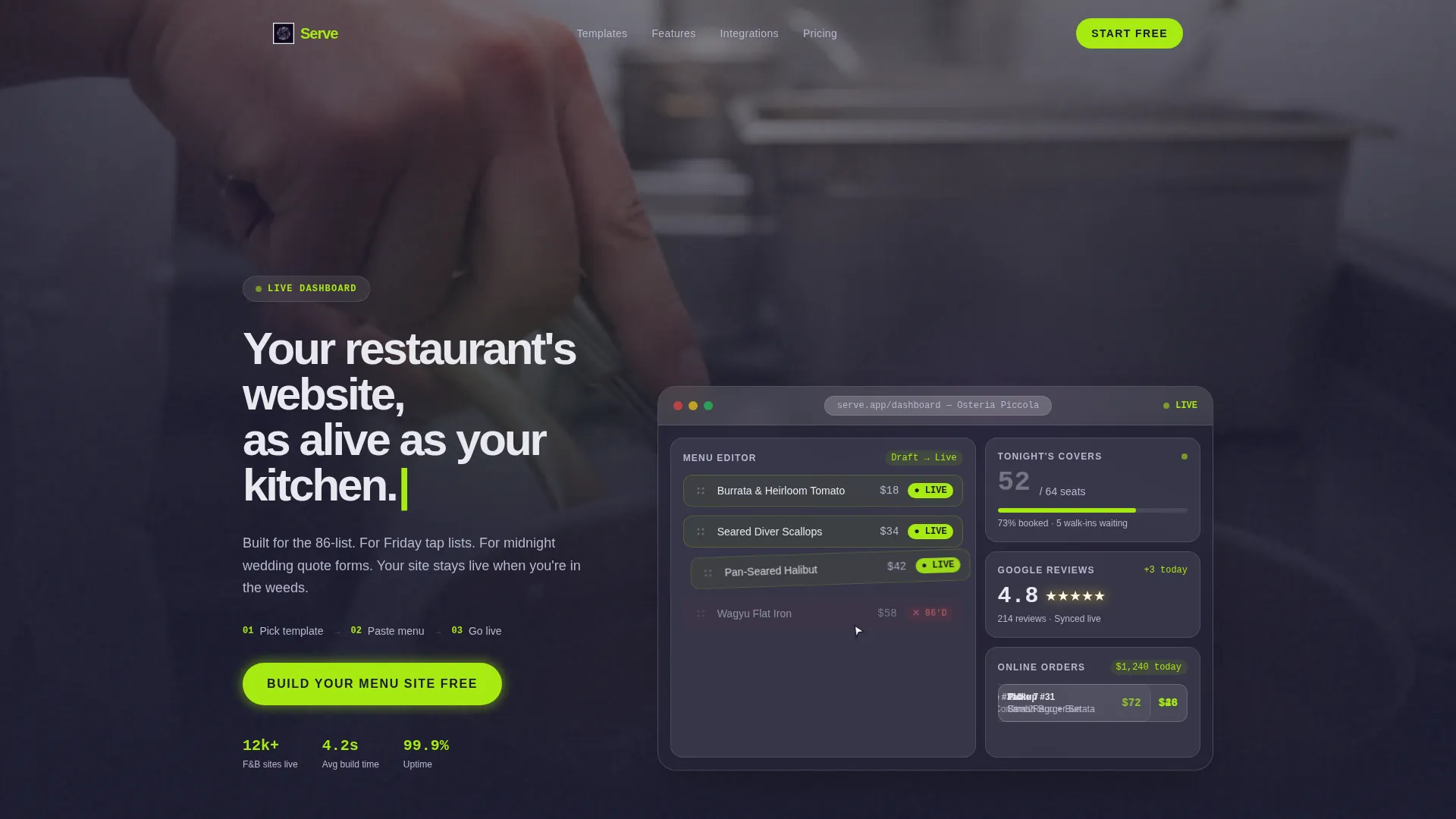 Dynamic Restaurant Landing Page Template
