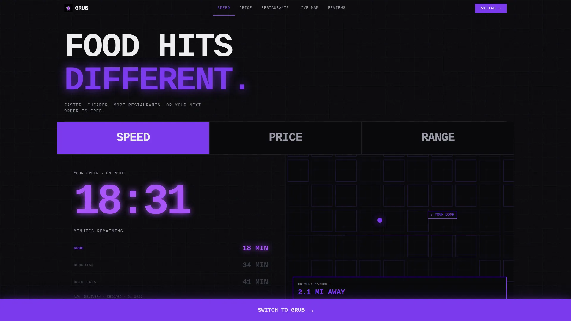 Bold Brutalist Food Delivery App Landing Page