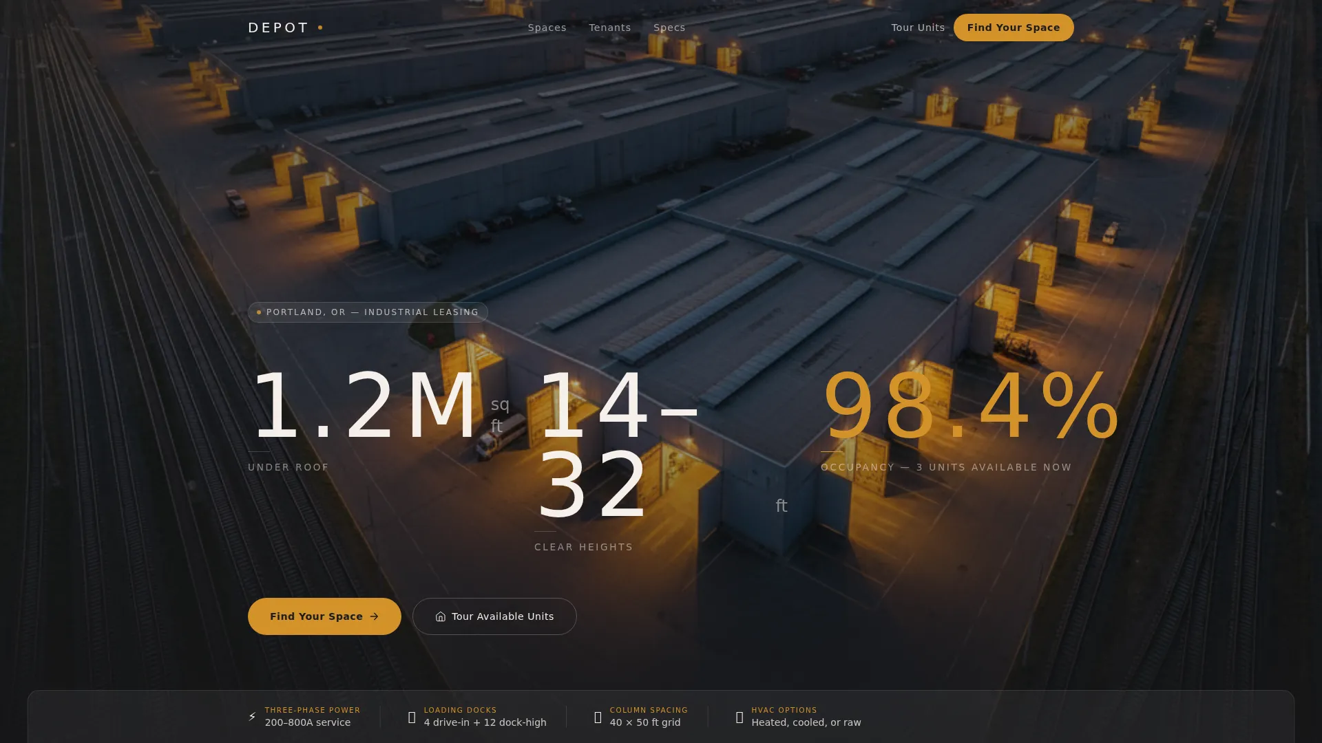 Industrial Warehouse Landing Page Template