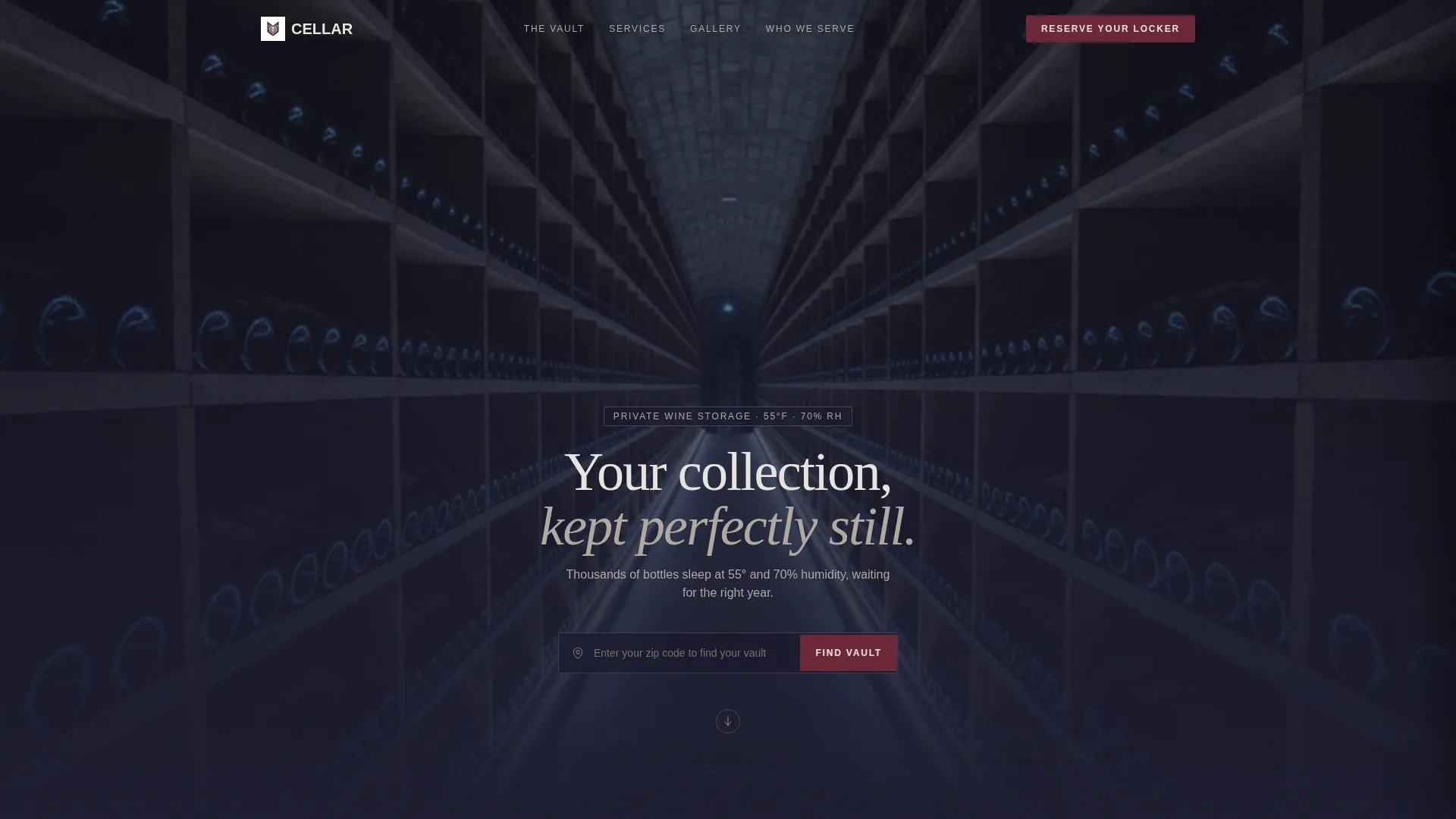 Immersive Wine Storage Landing Page Template