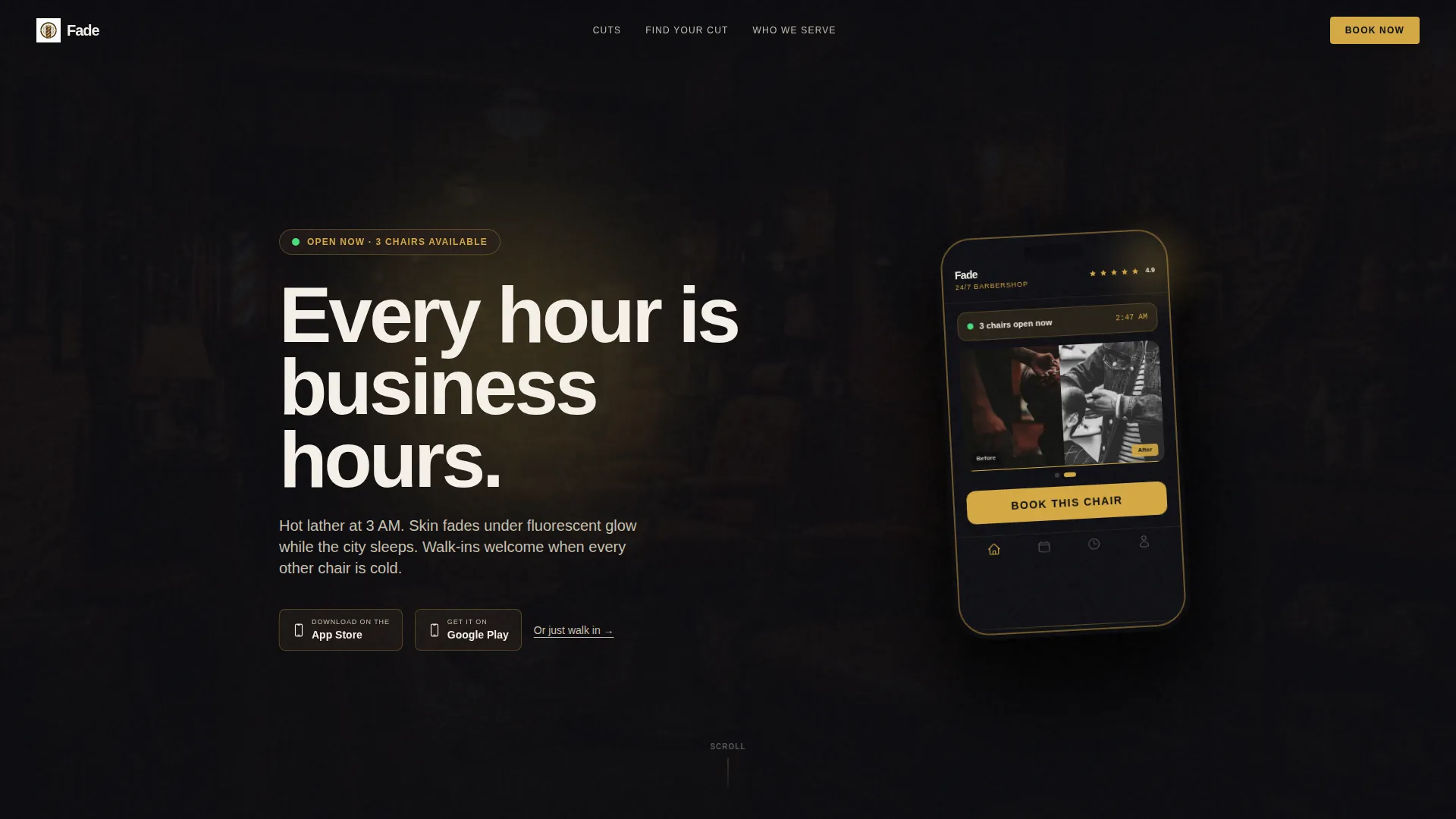 24-Hour Barbershop Landing Page Template