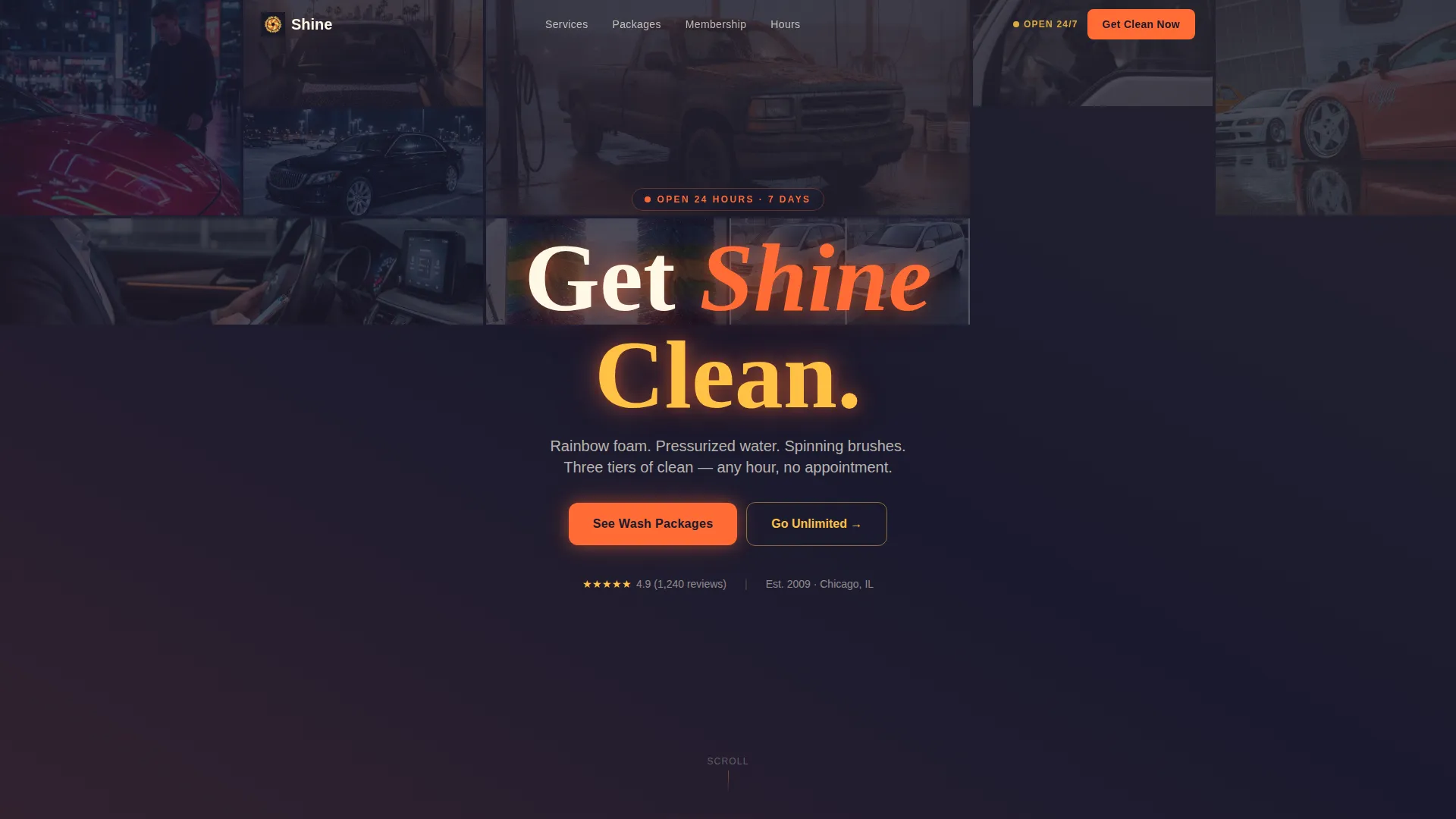 24-Hour Car Wash Landing Page Template