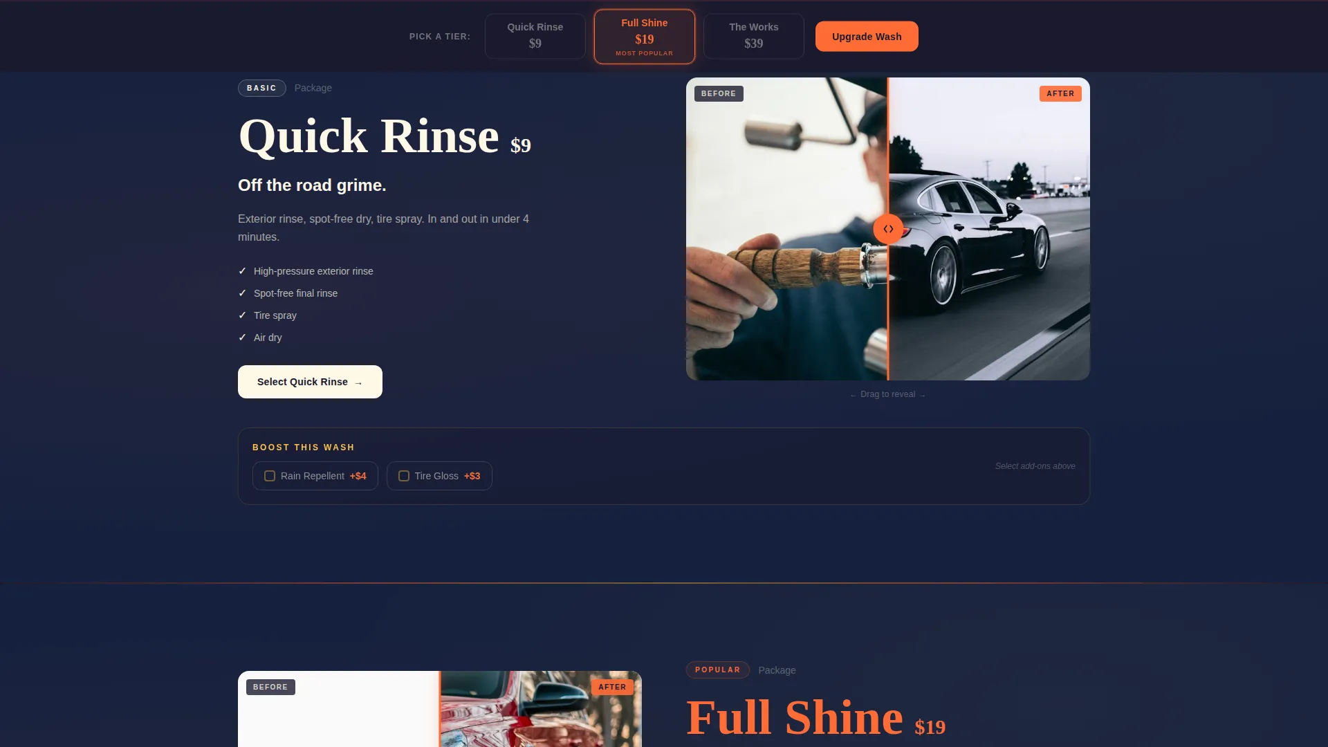24-Hour Car Wash Landing Page Template