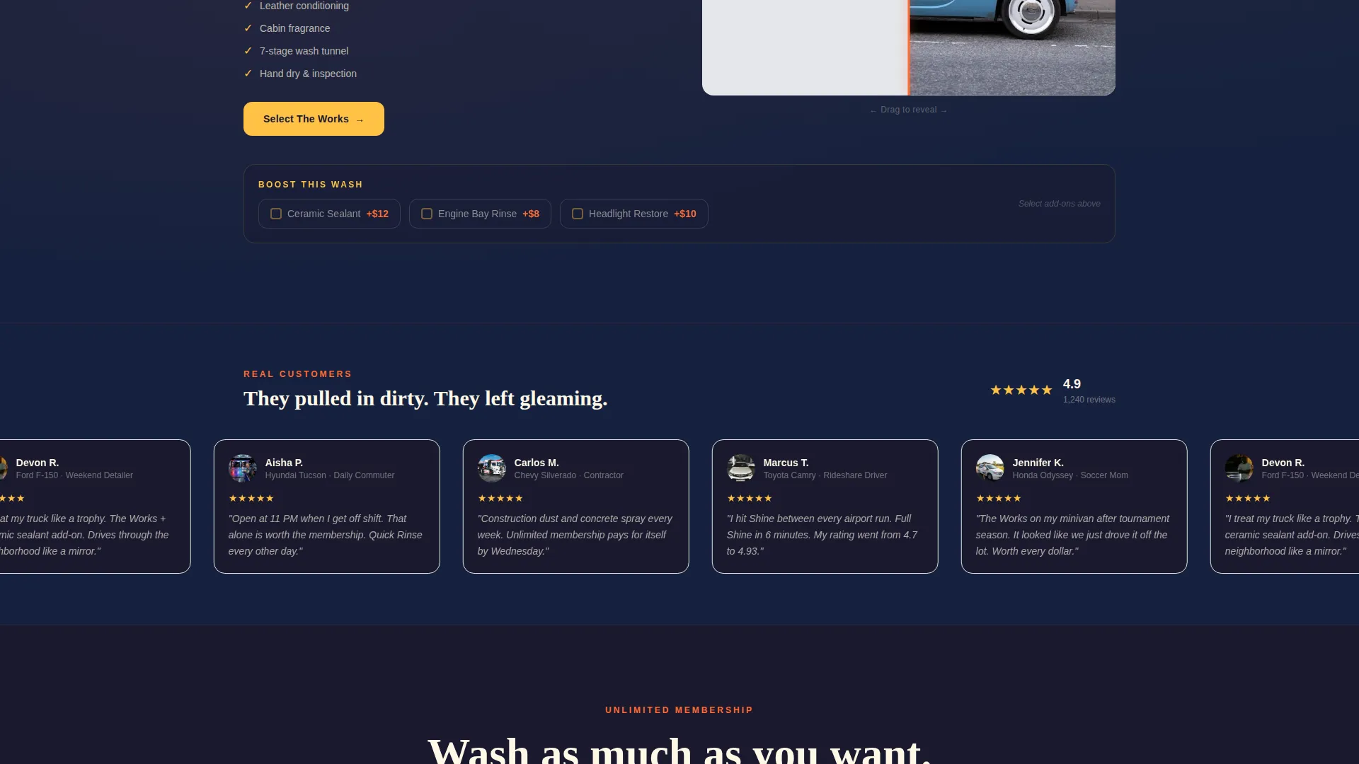 24-Hour Car Wash Landing Page Template