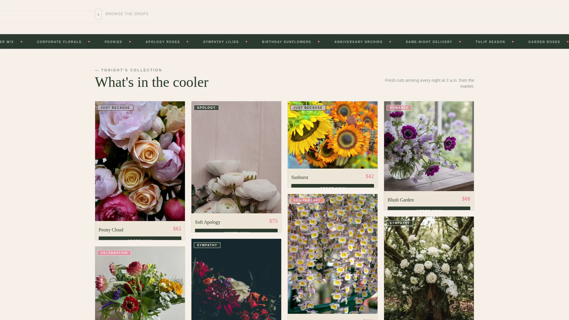 Midnight Florist Landing Page Template