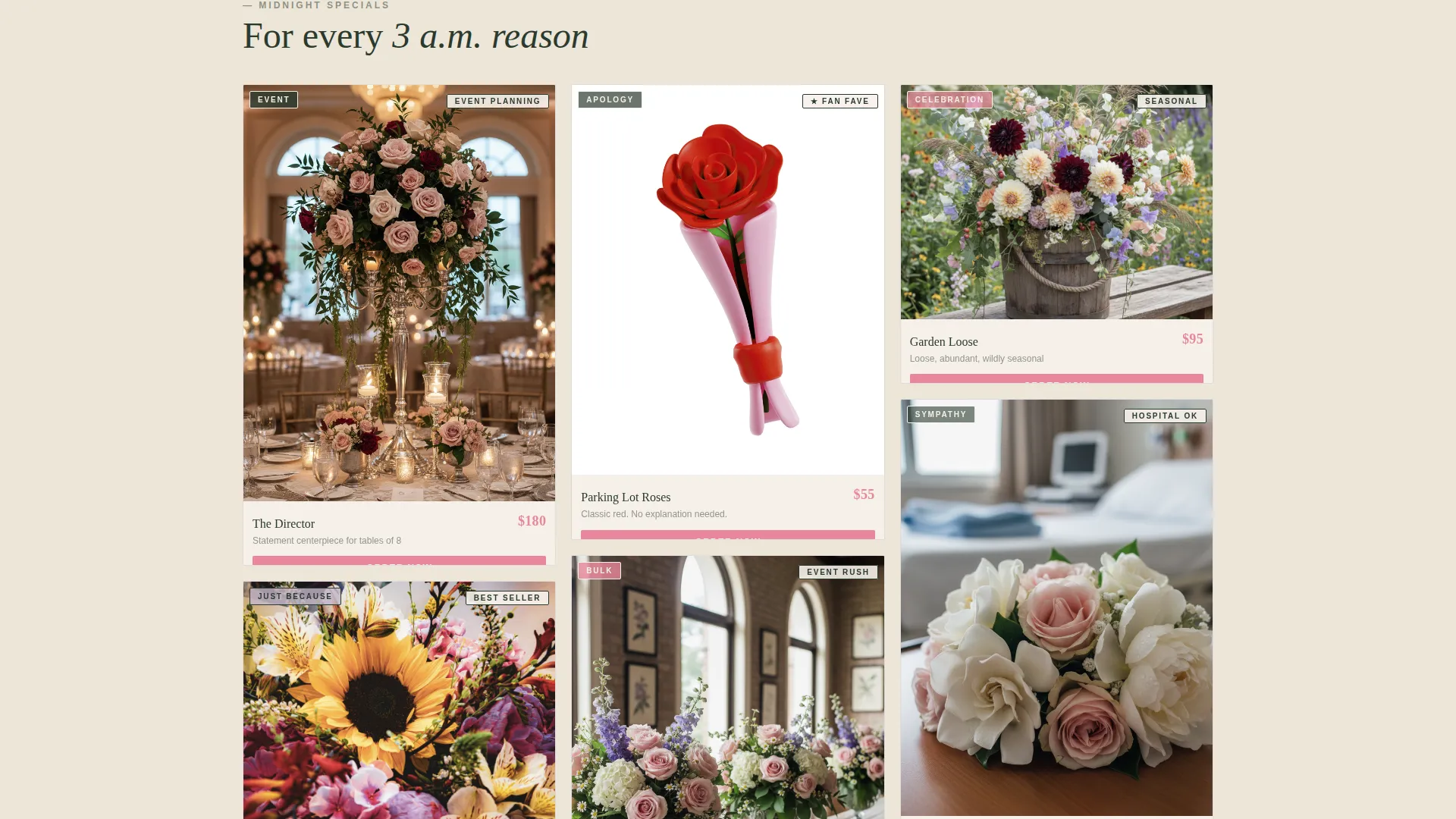 Midnight Florist Landing Page Template