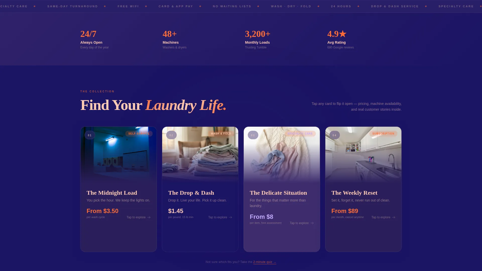 Vibrant 24-Hour Laundromat Landing Page Template