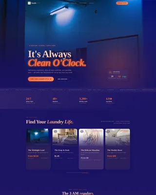 Vibrant 24-Hour Laundromat Landing Page Template