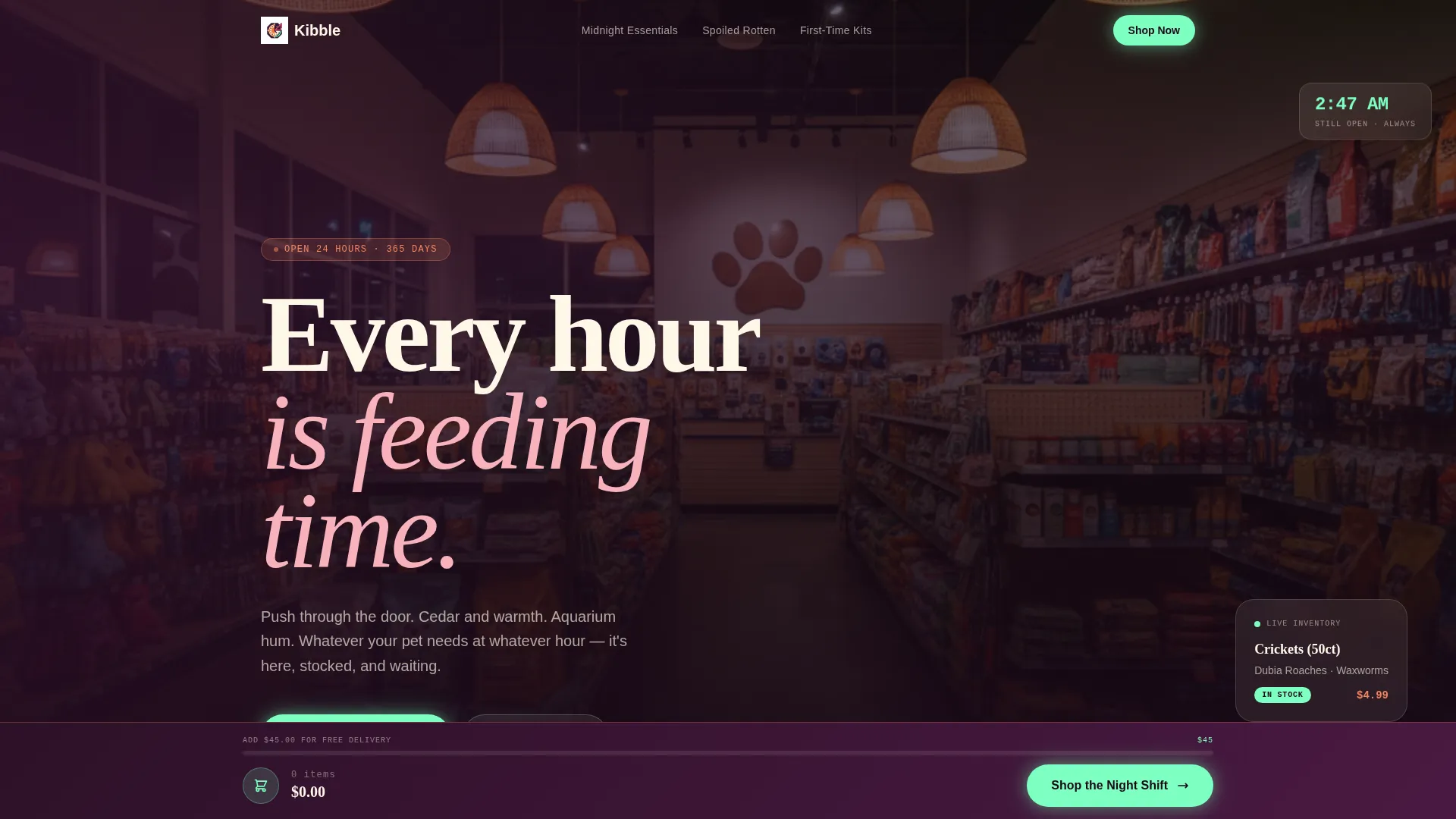 24-Hour Pet Shop Landing Page Template
