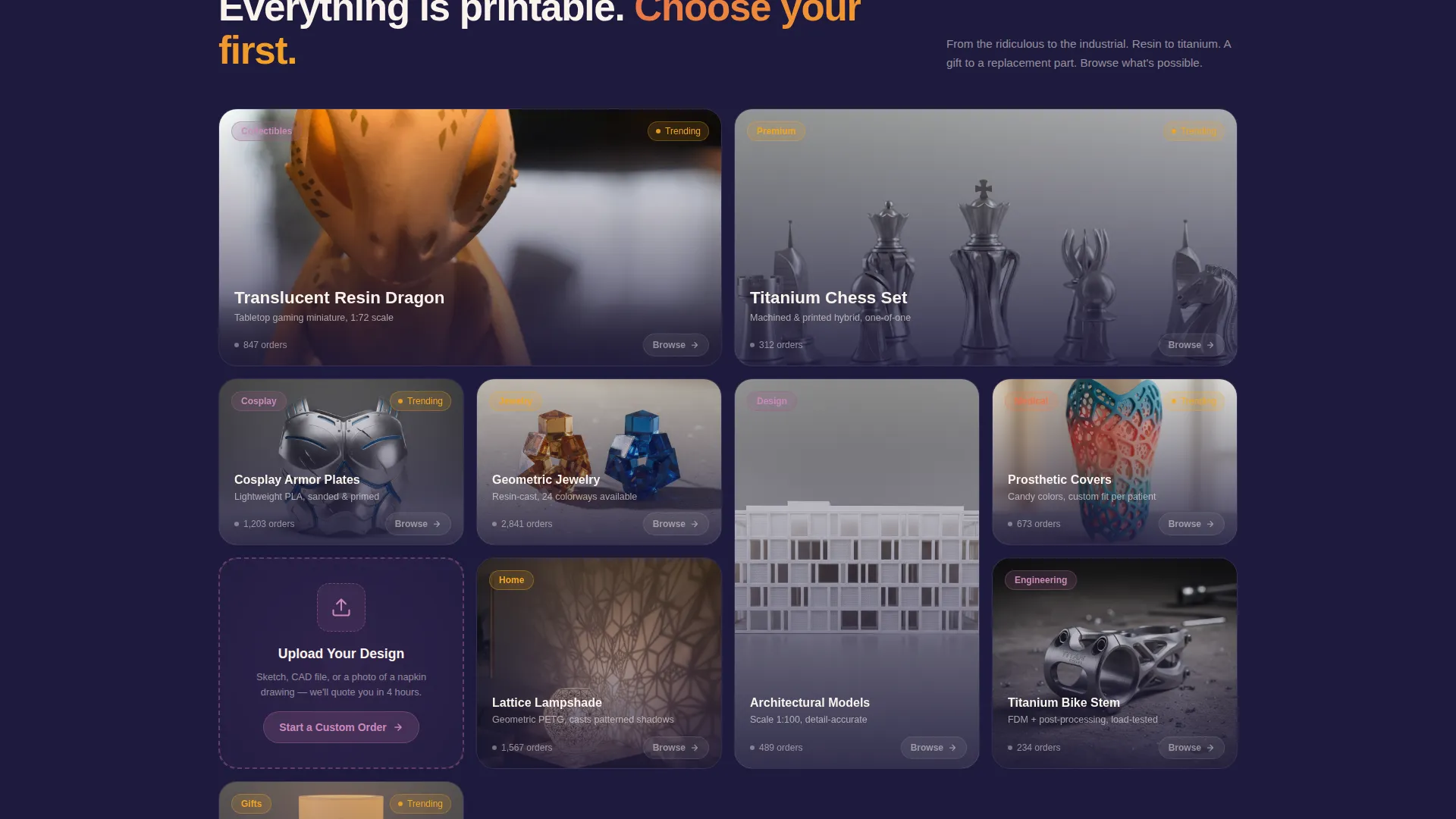 3D Printed Custom Marketplace Landing Page Template