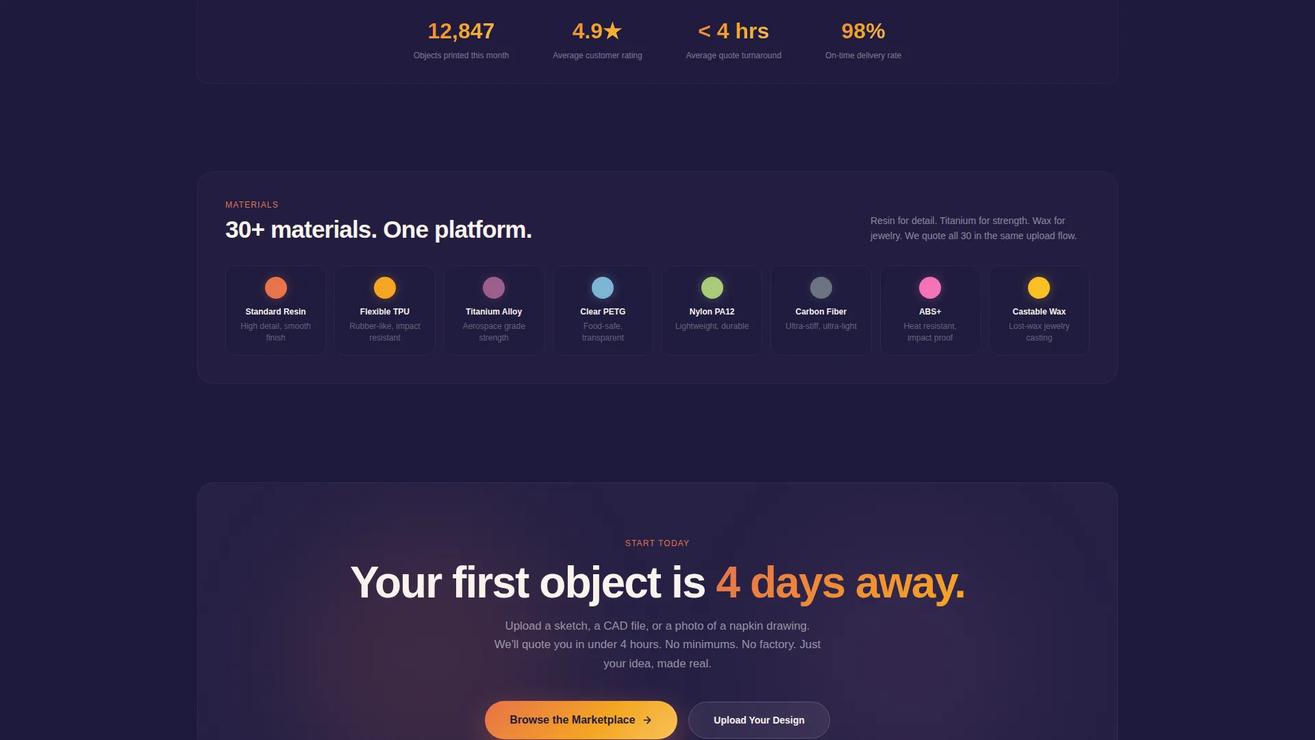 3D Printed Custom Marketplace Landing Page Template