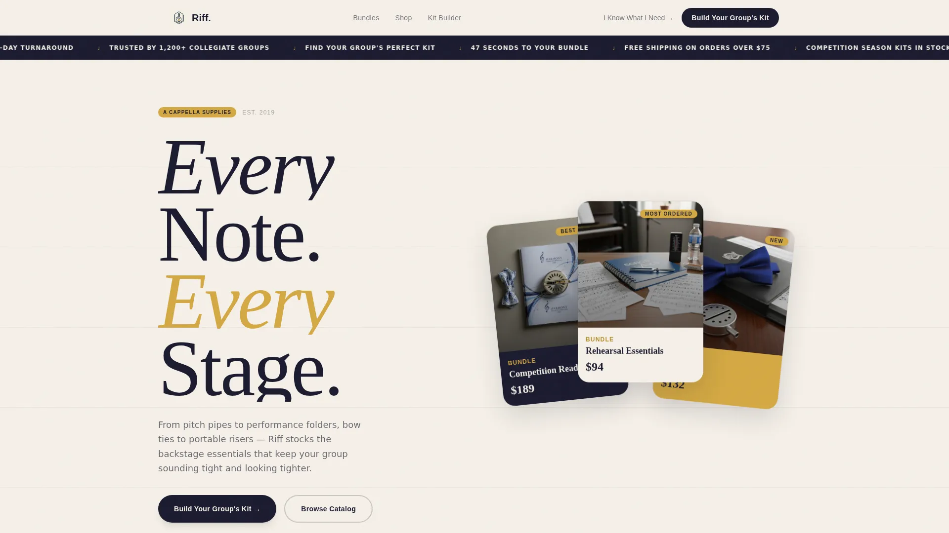 A Cappella Supply Store Landing Page Template