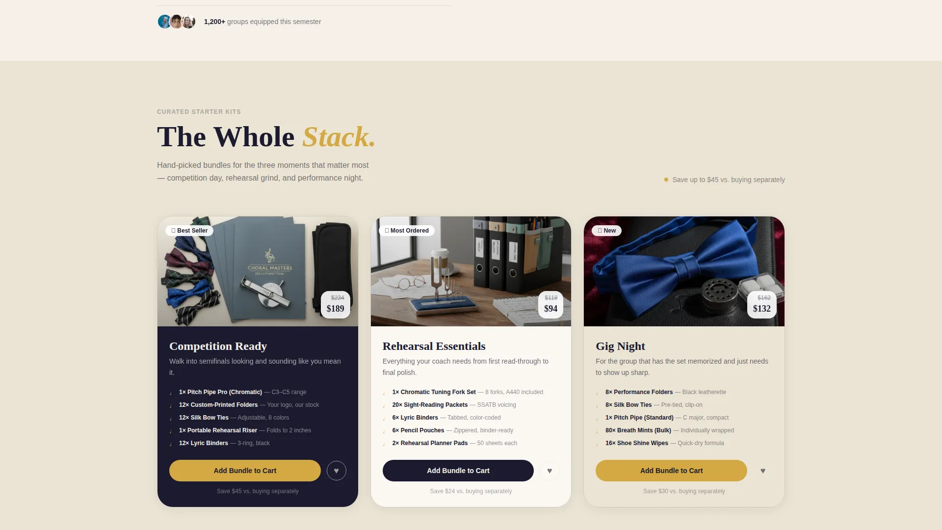 A Cappella Supply Store Landing Page Template