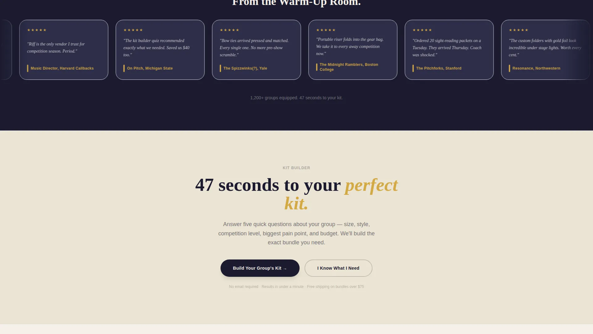 A Cappella Supply Store Landing Page Template