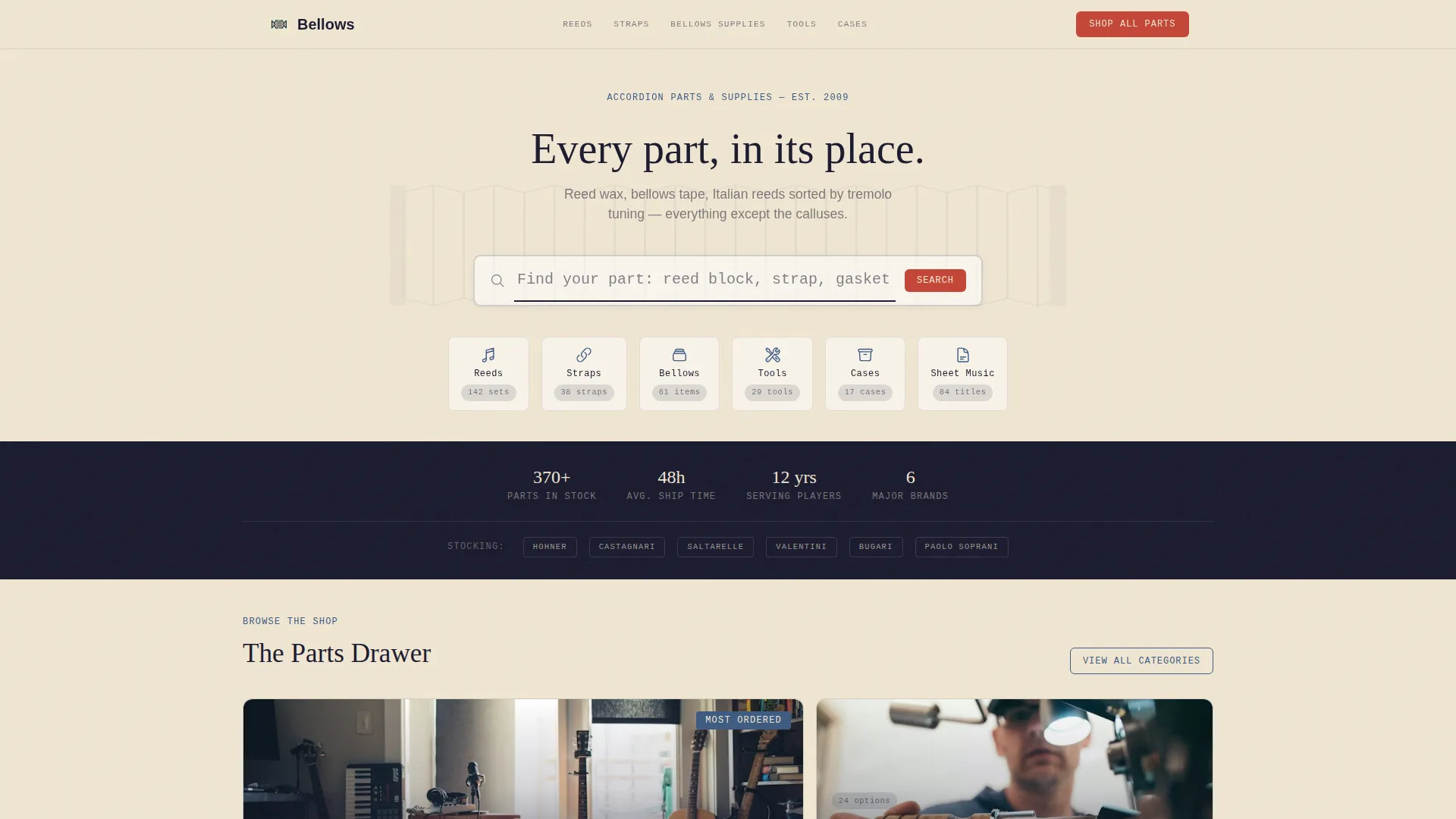 Accordion Parts Store Landing Page Template
