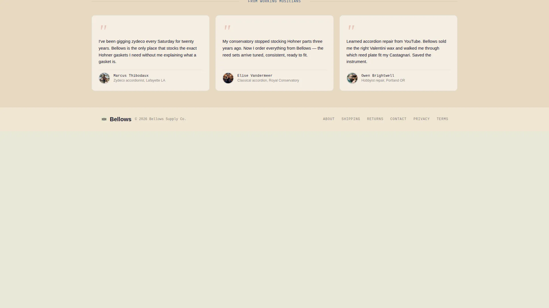Accordion Parts Store Landing Page Template