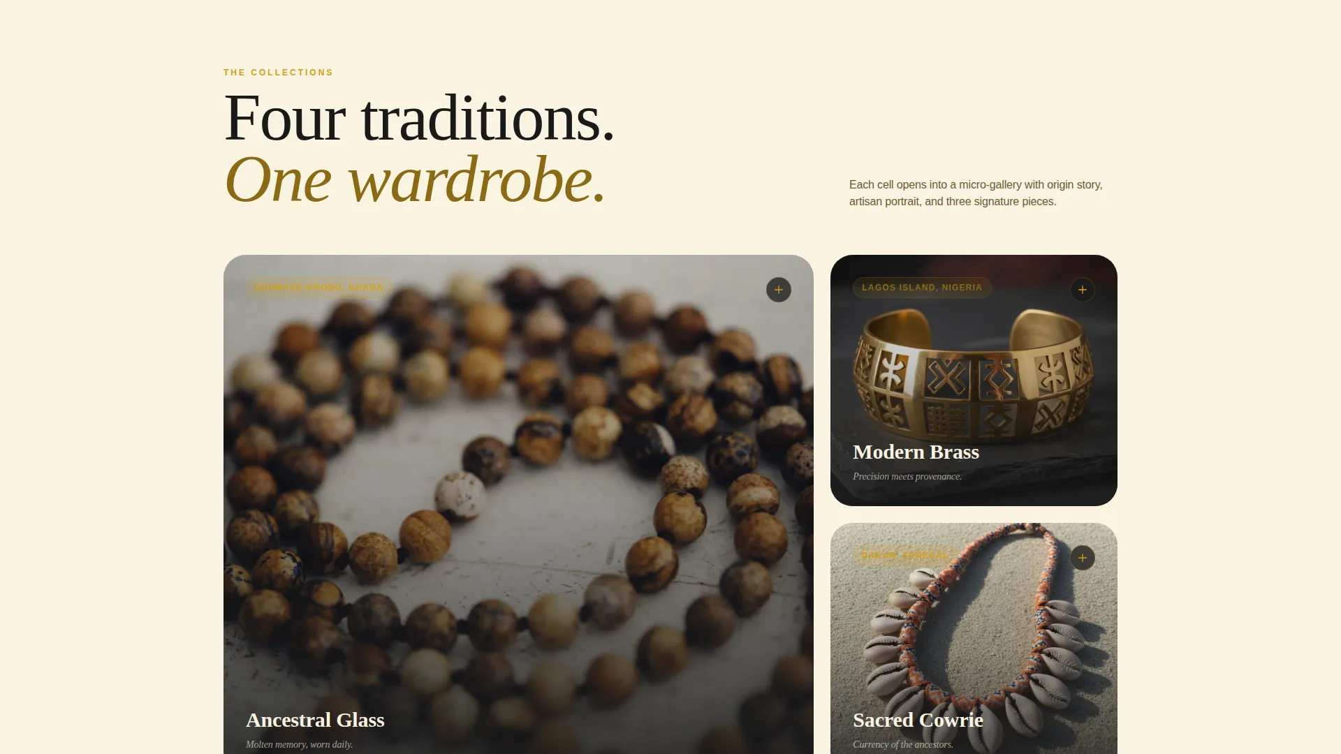 African Jewelry Landing Page Template | Bento Grid